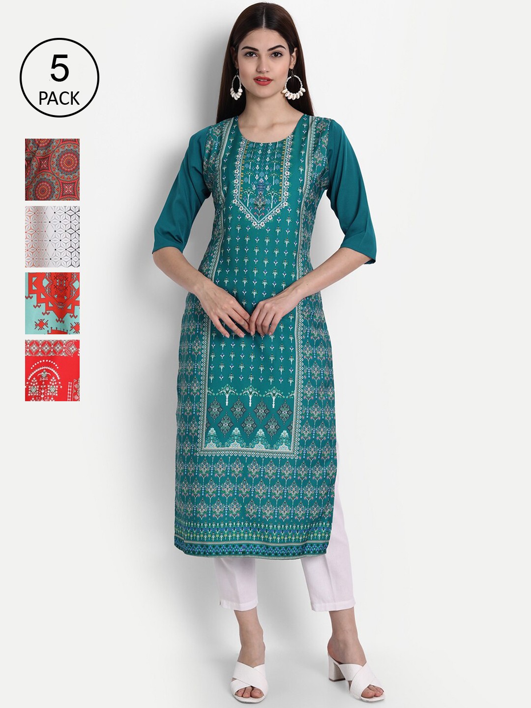 

Ethnic basket Women Multicoloured Ethnic Motifs Printed Crepe Kurta, Multi