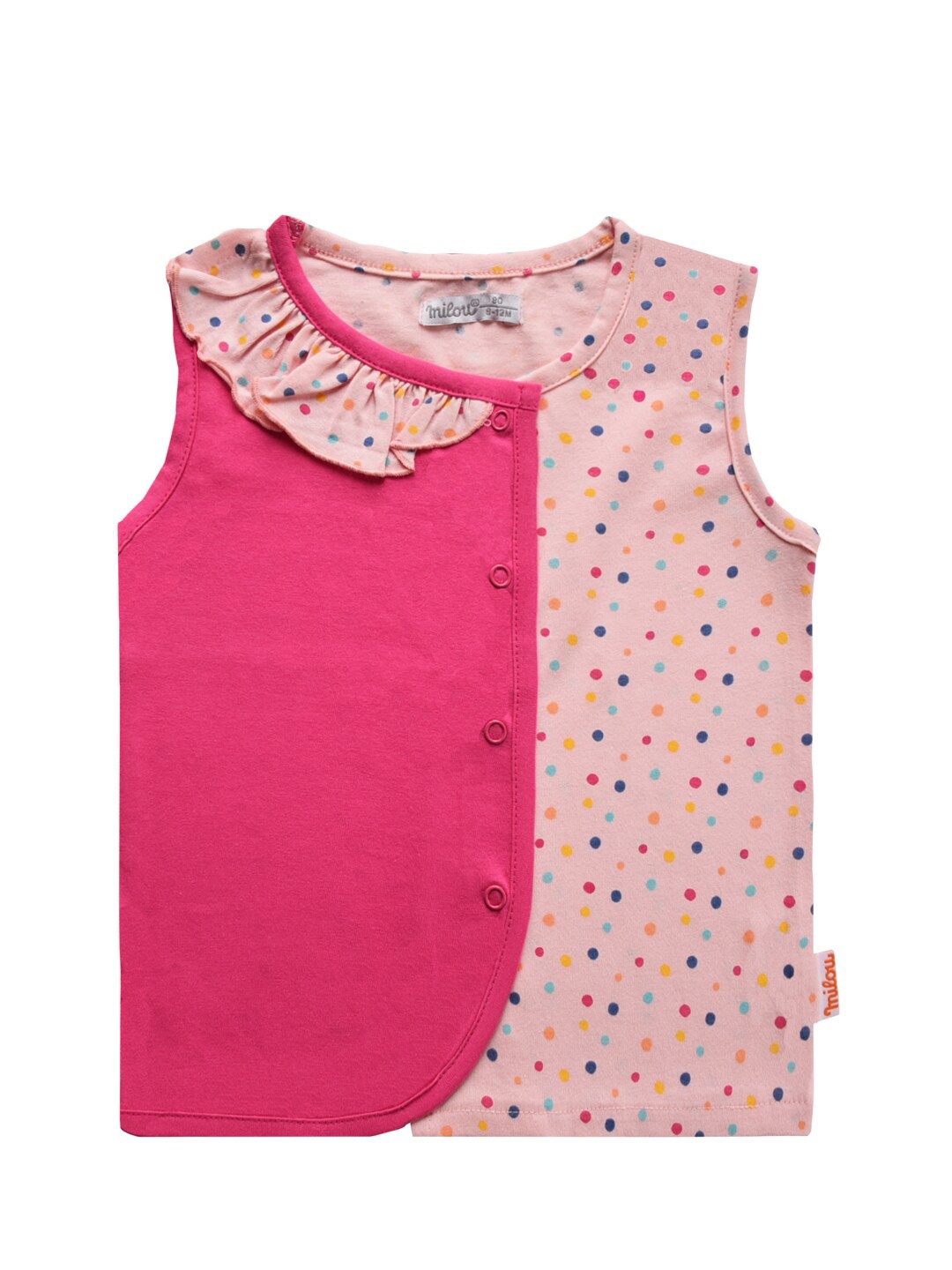 

milou Girls Pink Colourblocked Regular Top