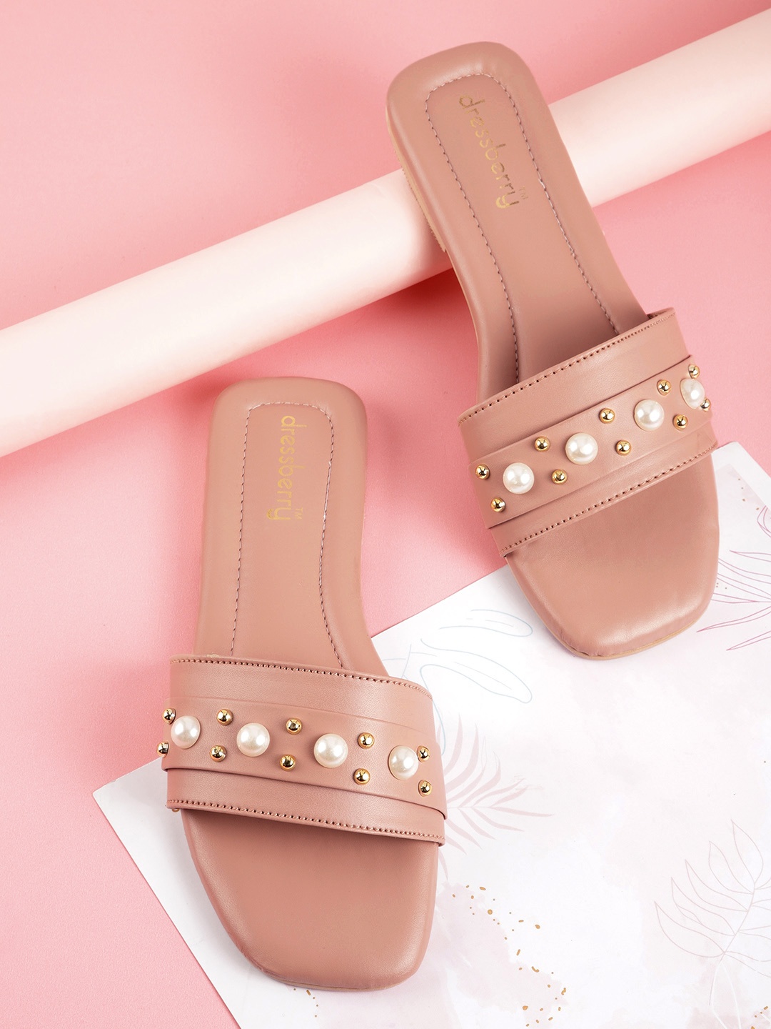 

DressBerry Women Peach-Coloured Embellished Open Toe Flats