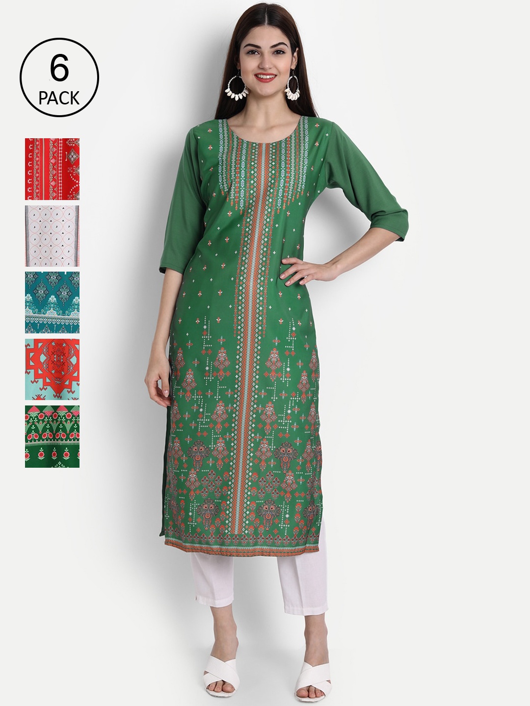 

Ethnic basket Women Multicoloured Ethnic Motifs Printed Crepe Kurta, Multi