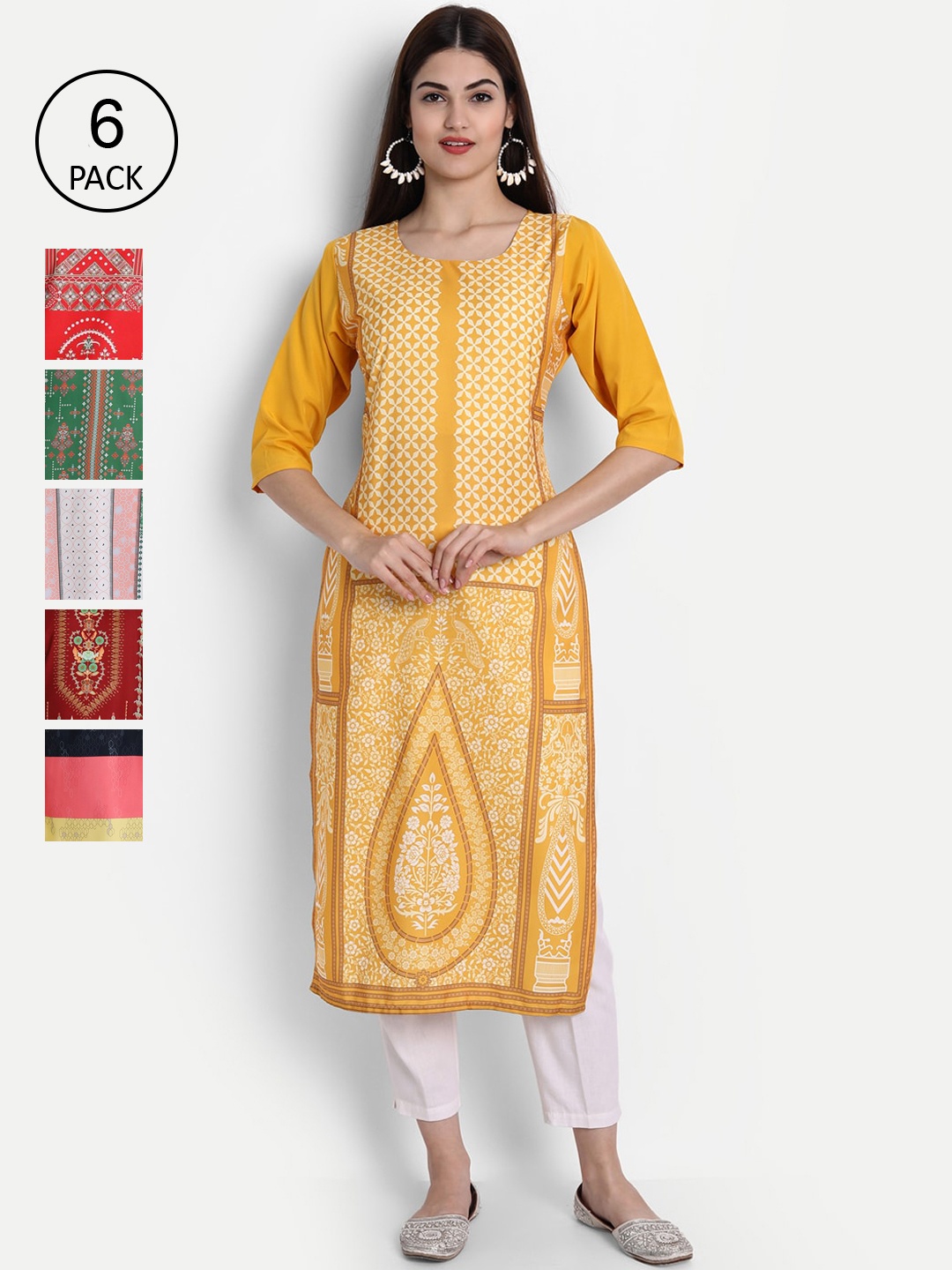 

Ethnic basket Women Multicoloured Ethnic Motifs Printed Crepe Kurta, Multi
