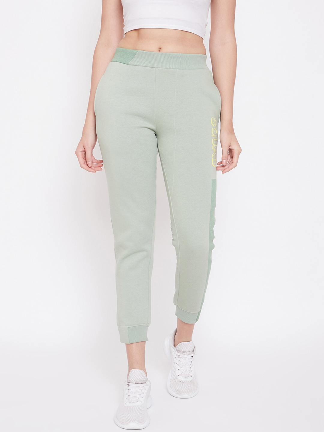 

Madame Women Green Solid Cotton Joggers