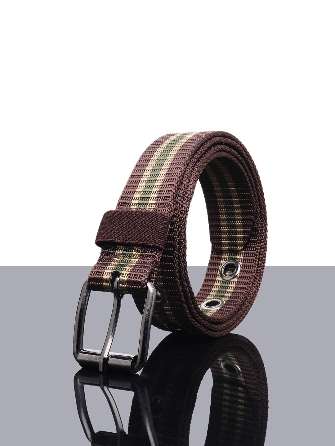 

Kastner Men Brown Striped Textured Stretchable Belt