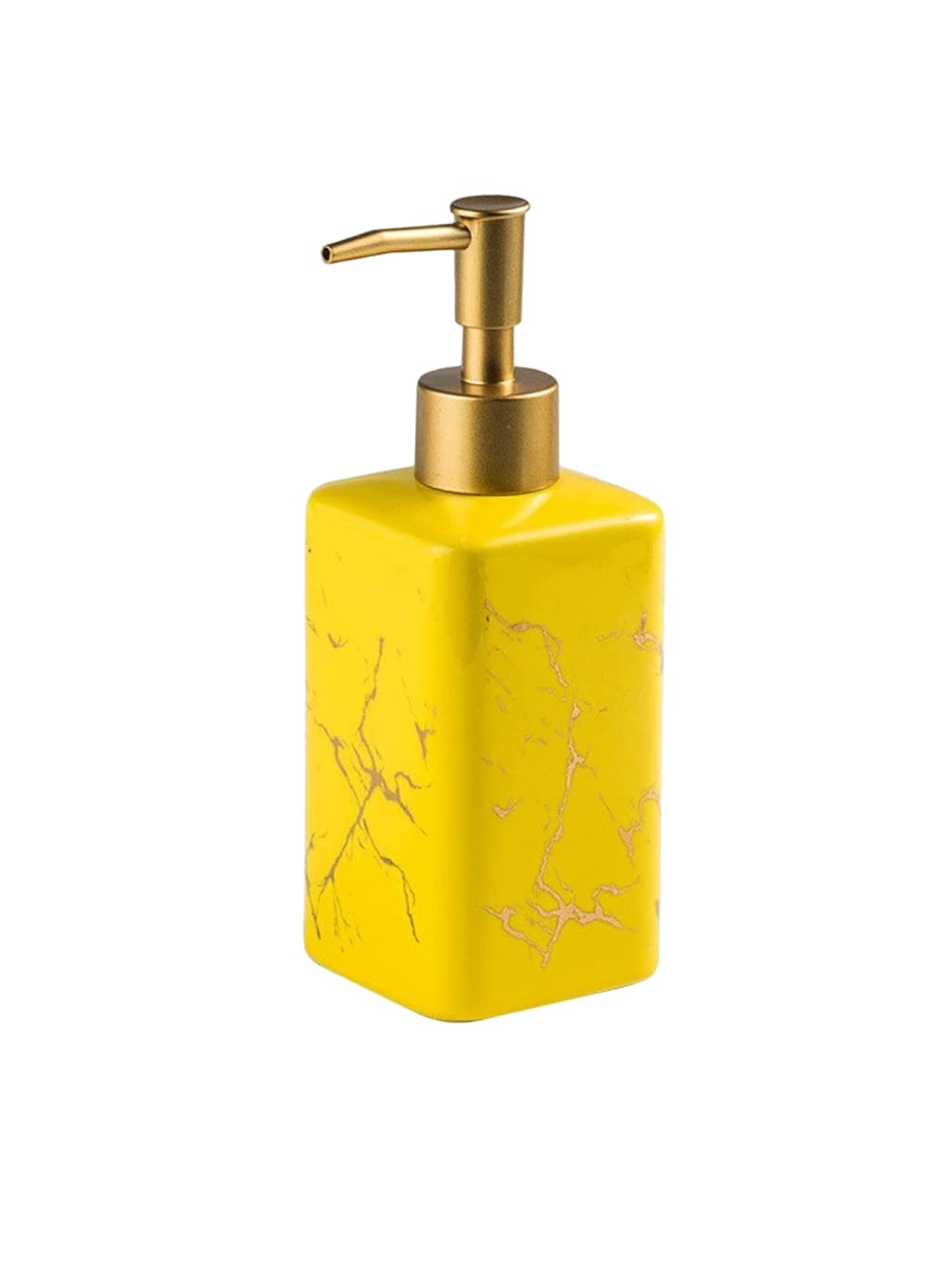 

FabSeasons Yellow Liquid Soap Dispenser with Gold Pump