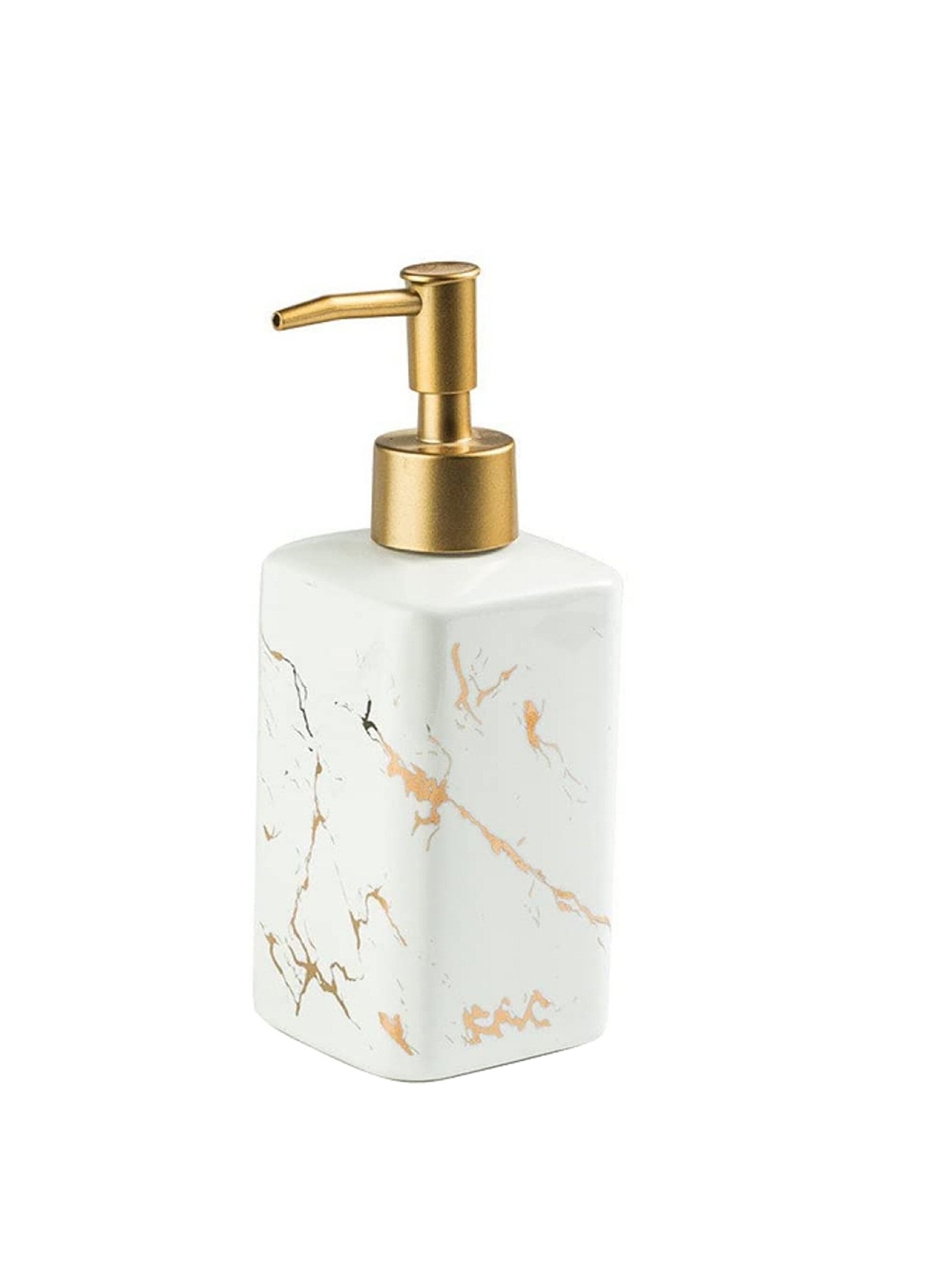 

FabSeasons White Liquid Soap Dispenser with Gold Pump