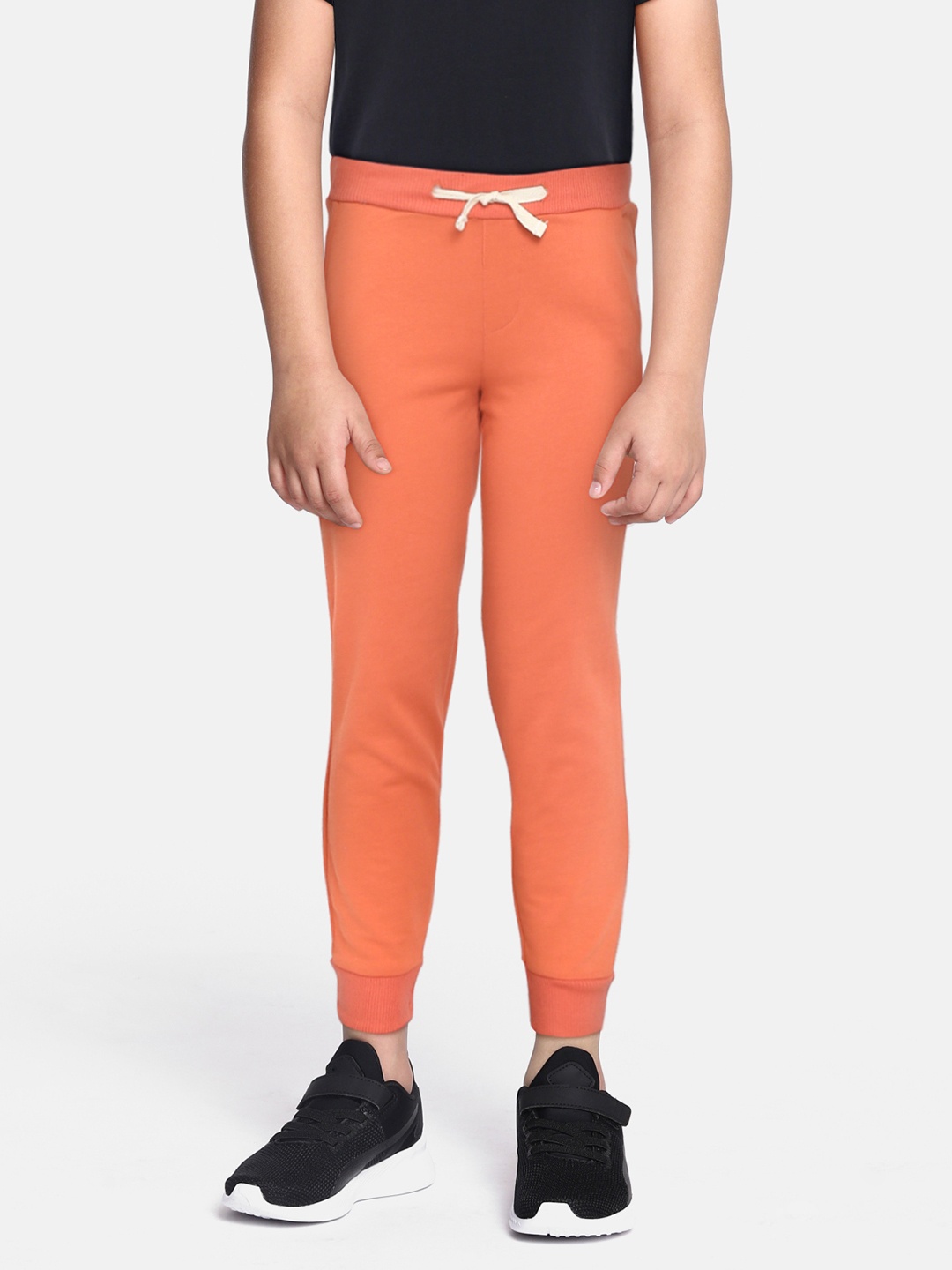 

METRO KIDS COMPANY Boys Orange Regular Fit Cotton Joggers