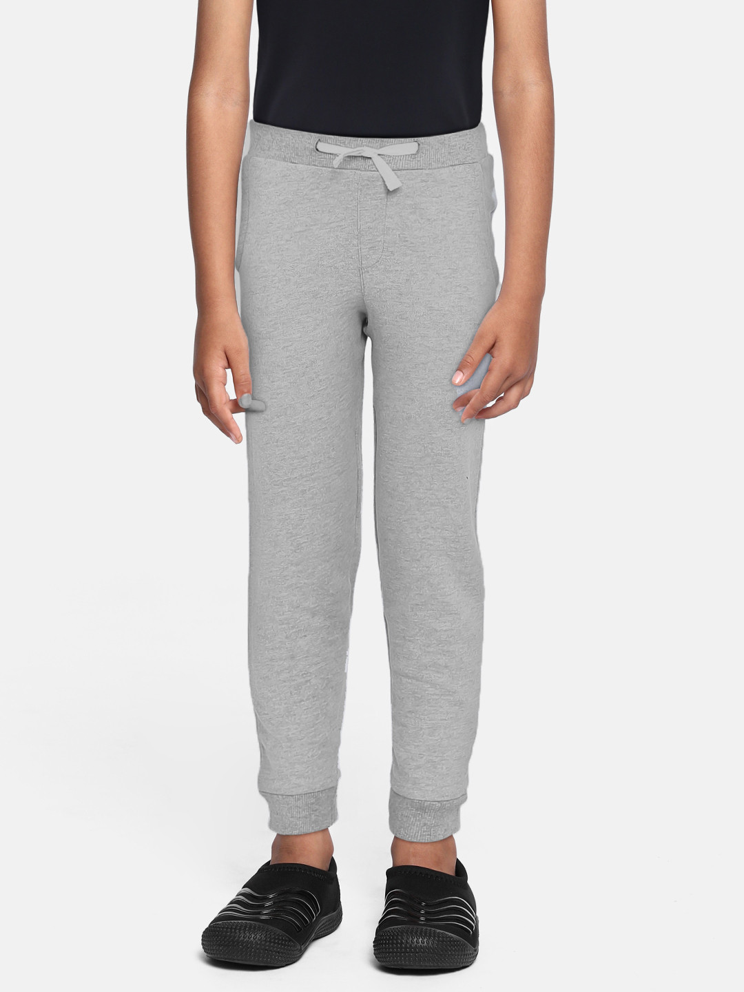

METRO KIDS COMPANY Boys Grey Melange Regular Fit Cotton Joggers