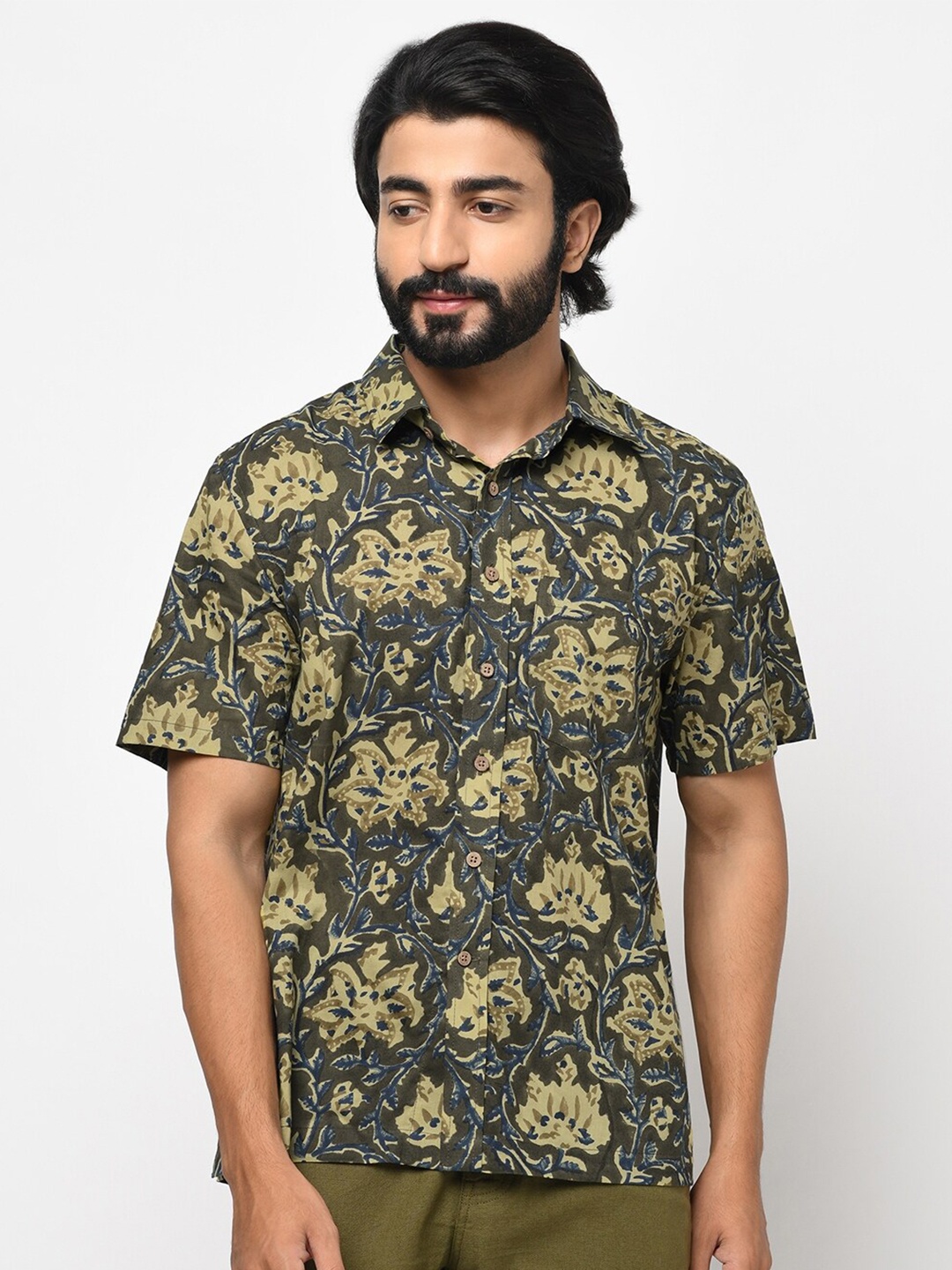 

Fabindia Men Brown Opaque Printed Casual Shirt