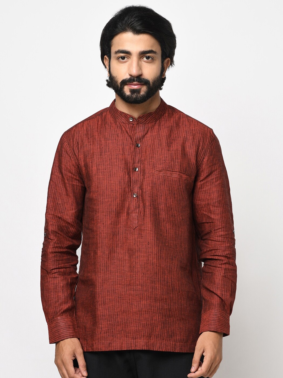 

Fabindia Men Red Slim Fit Opaque Casual Shirt