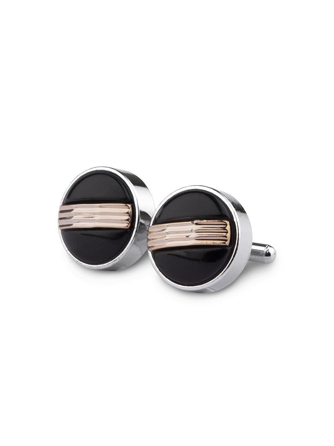 

KOVOVE Black & Silver-Toned Cufflink