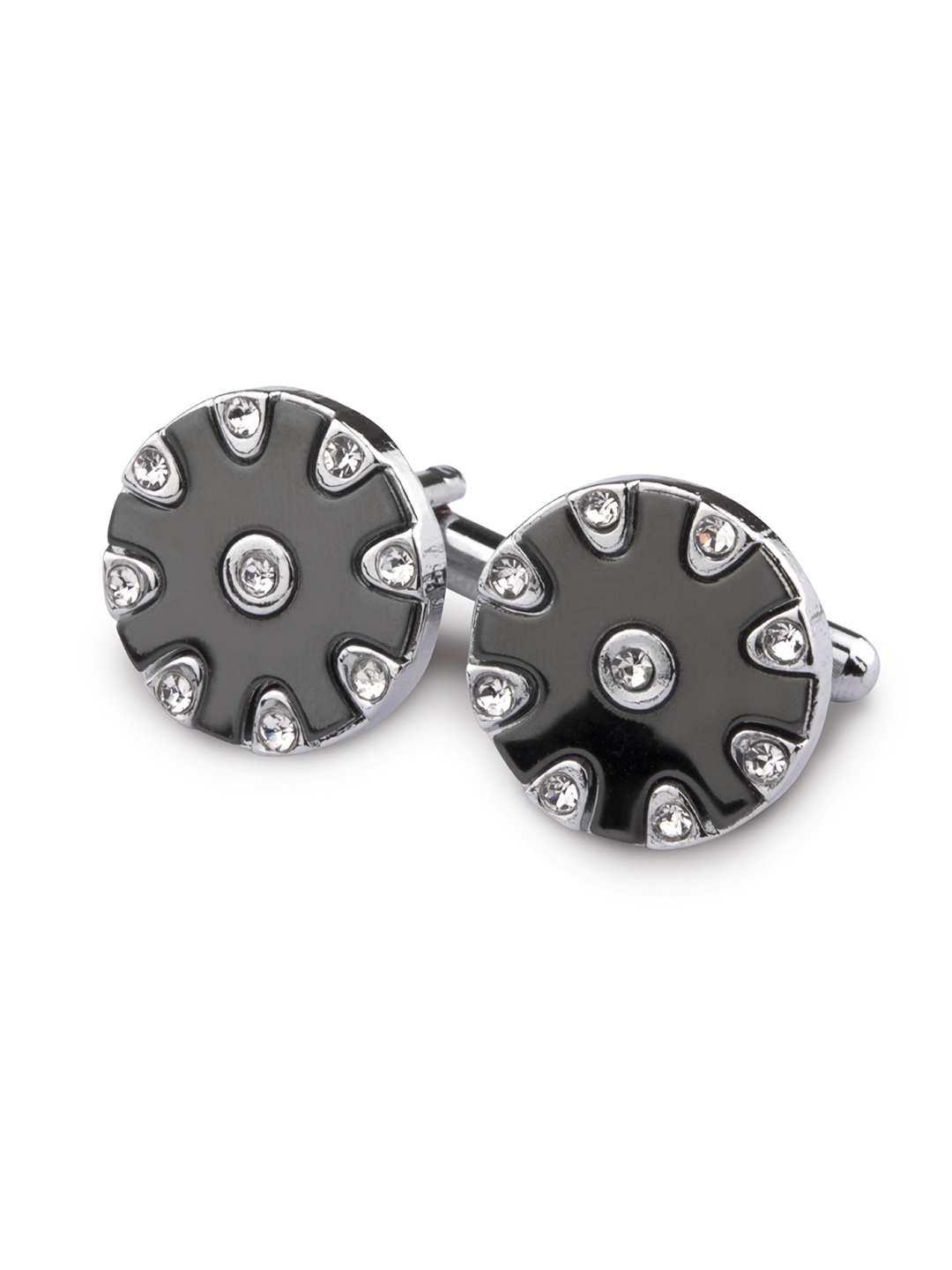 

KOVOVE Silver-Toned & Black Cufflink