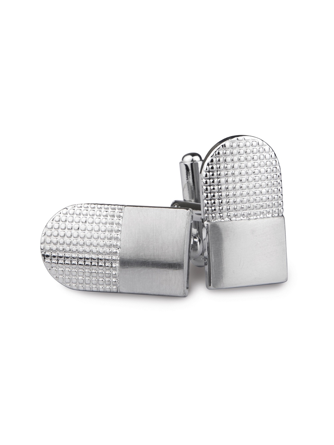 

KOVOVE Men Silver-Toned Textured Contemporary Cufflinks