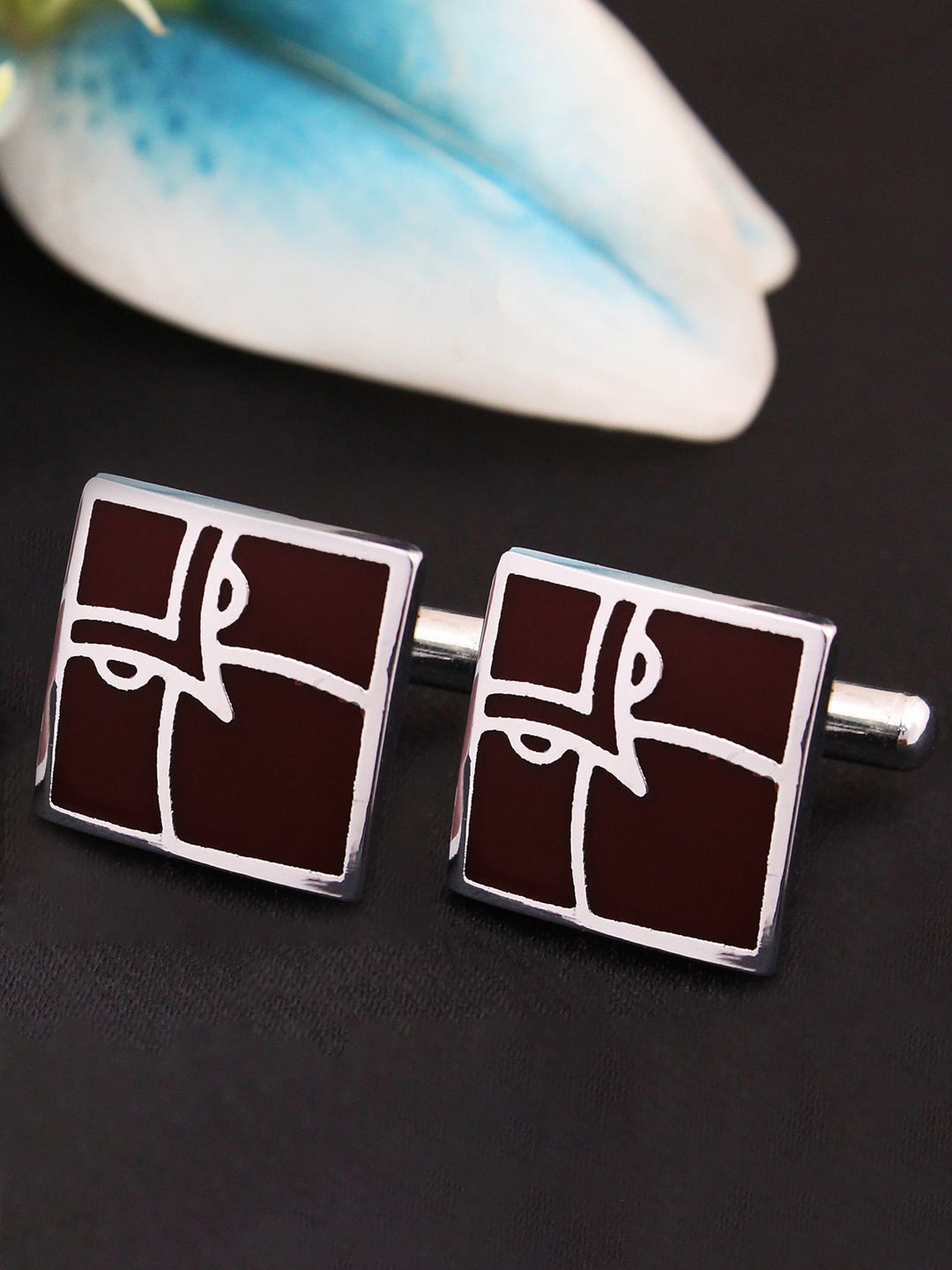 

KOVOVE Brown & Silver-Toned Cufflink