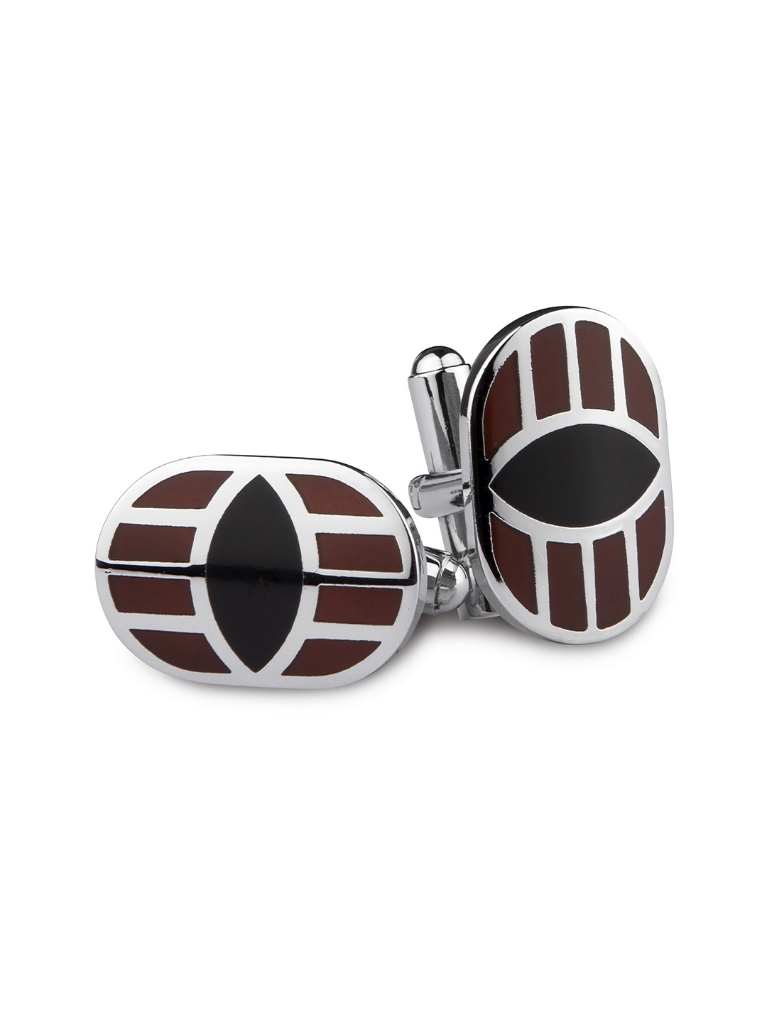 

KOVOVE Brown & Silver-Toned Vault Cufflinks