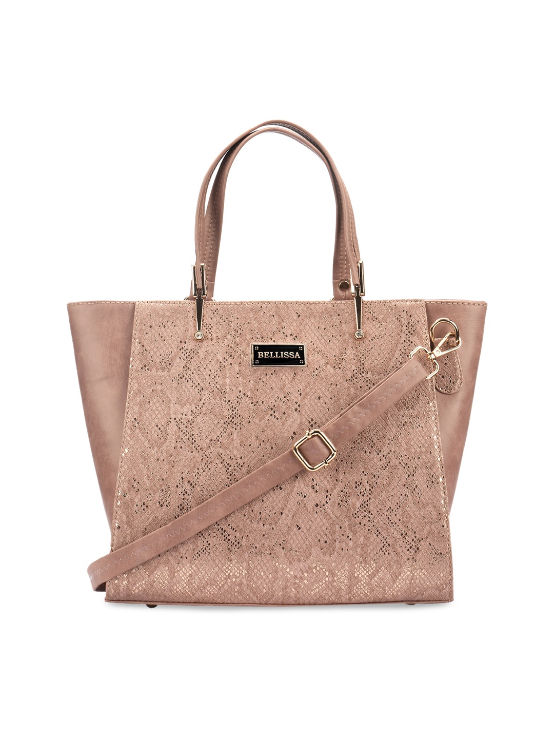 

Bellissa Nude-Coloured PU Structured Handheld Bag with Applique