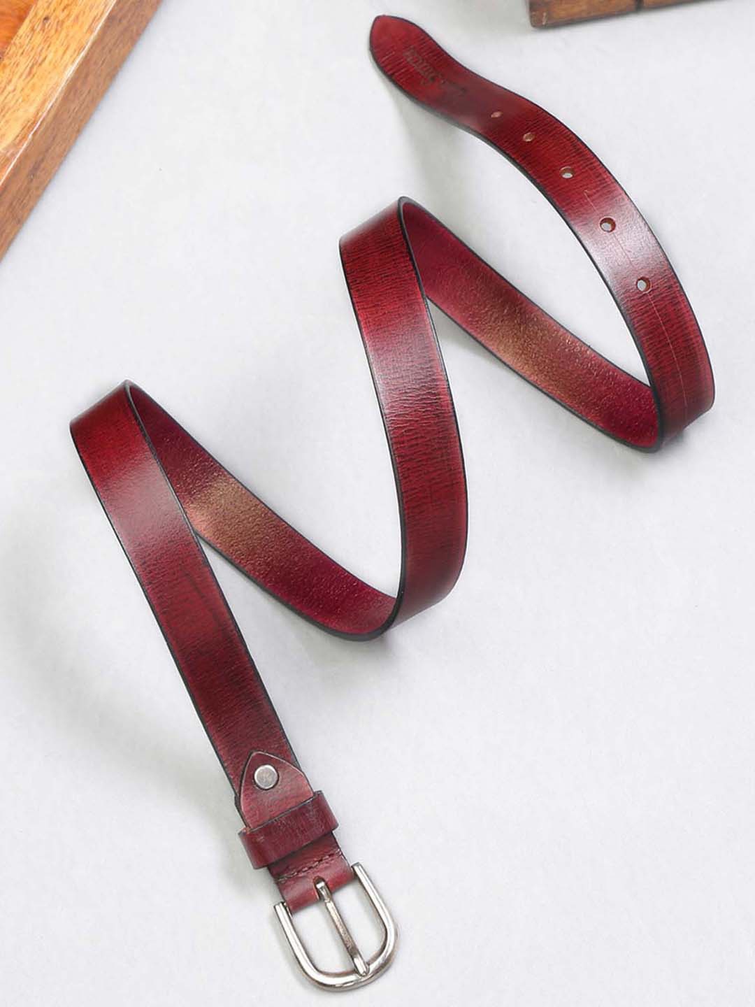 

LOUIS STITCH Men Premium Leather Casual Belt, Maroon