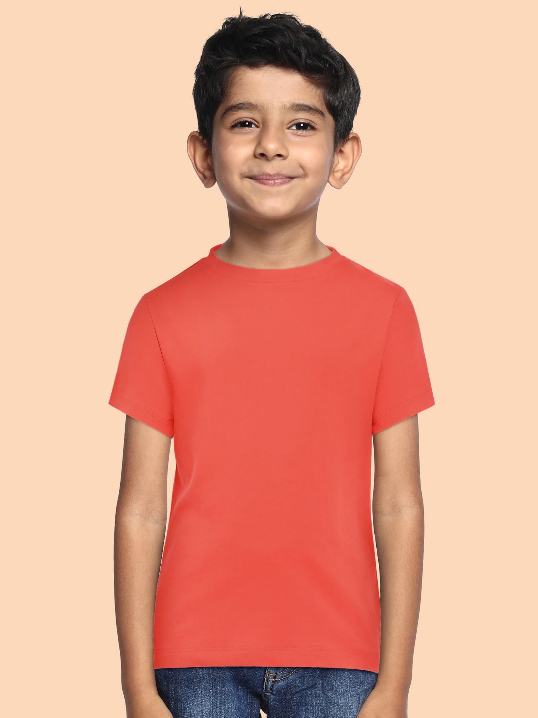 

METRO KIDS COMPANY Boys Orange Cotton T-shirt