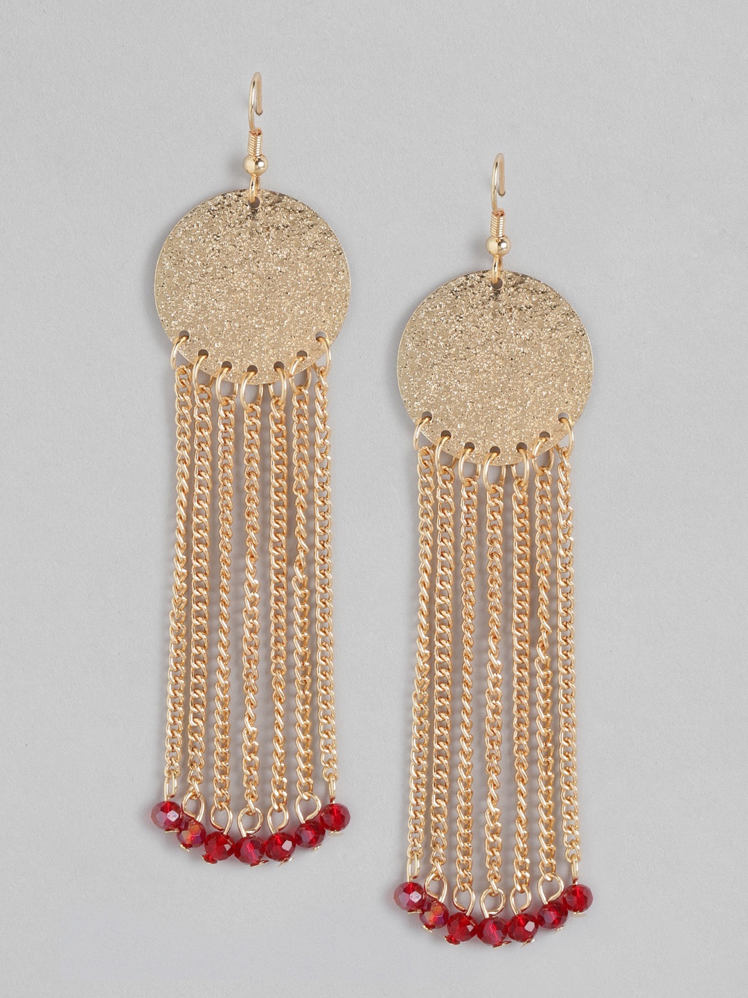 

Anouk Red & Gold-Toned Beaded Circular Drop Earrings