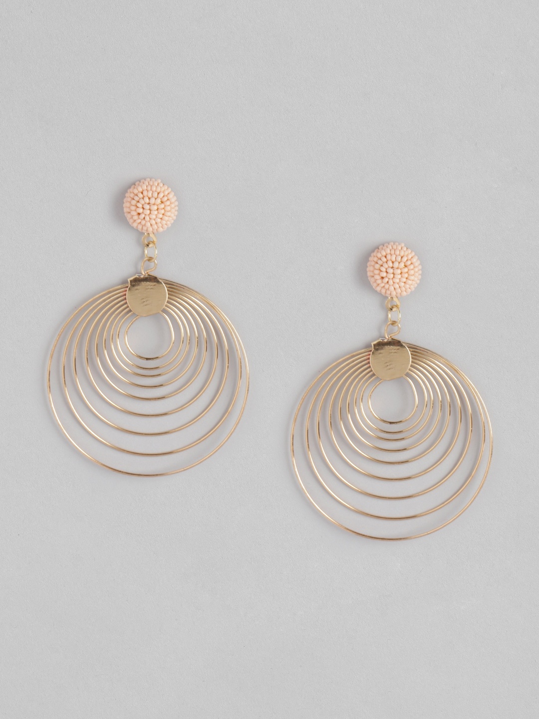 

Anouk Rose-Gold Toned Beaded Circular Drop Earrings