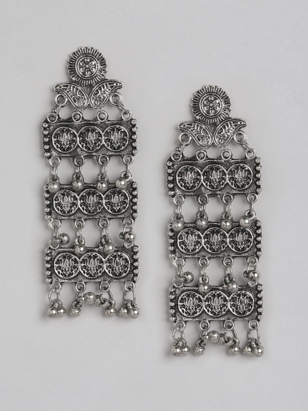 

Anouk Silver-Toned Oxidised Classic Drop Earrings