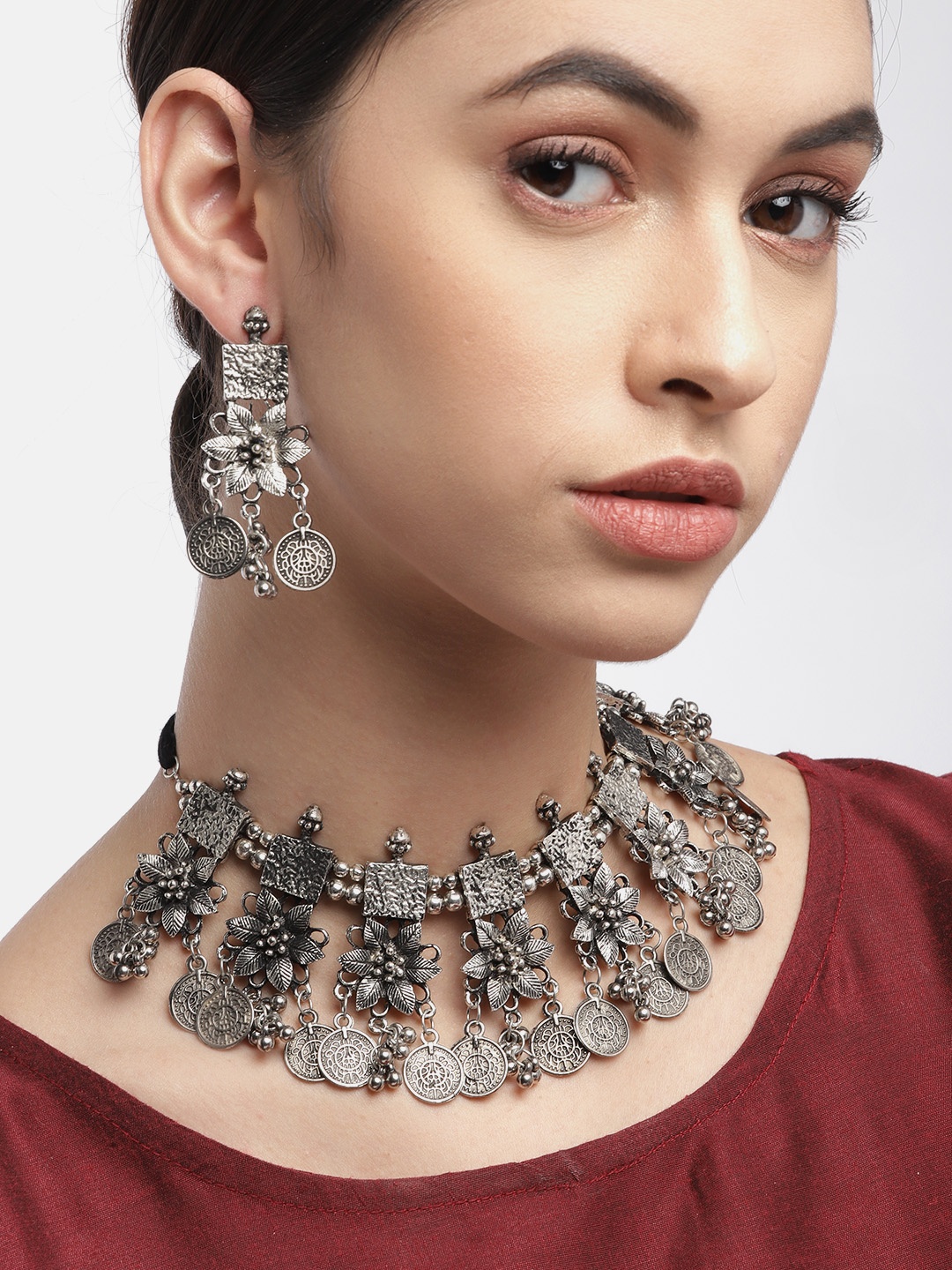 

Anouk Oxidised Silver-Toned Jewellery Set