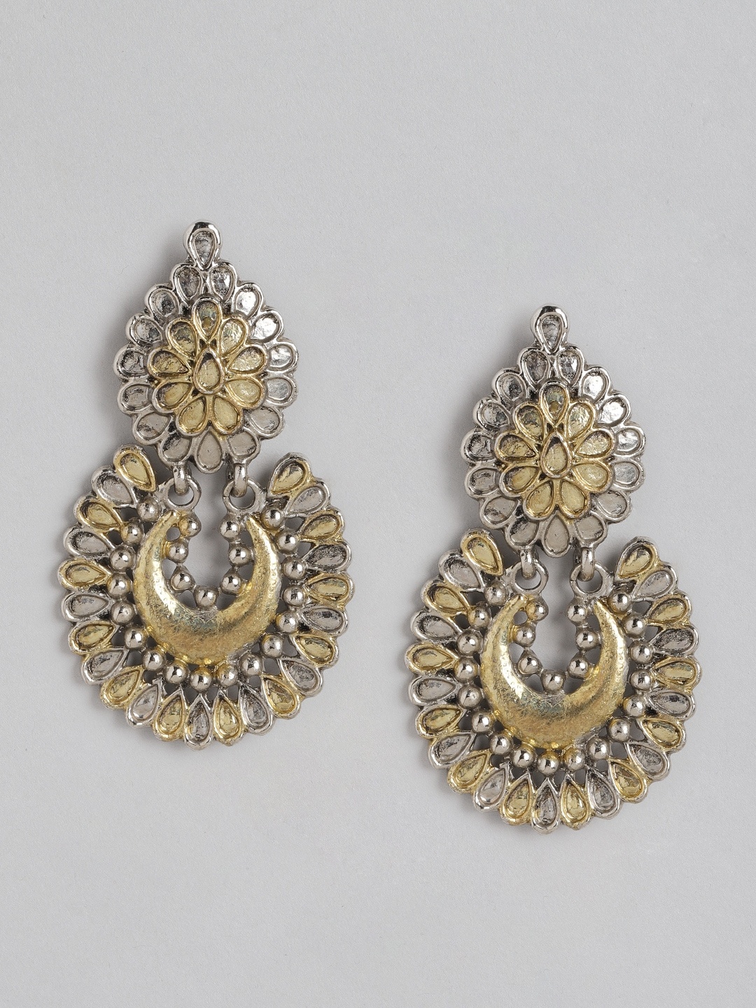 

Anouk Gold-Toned & Oxidised Silver-Toned Classic Drop Earrings