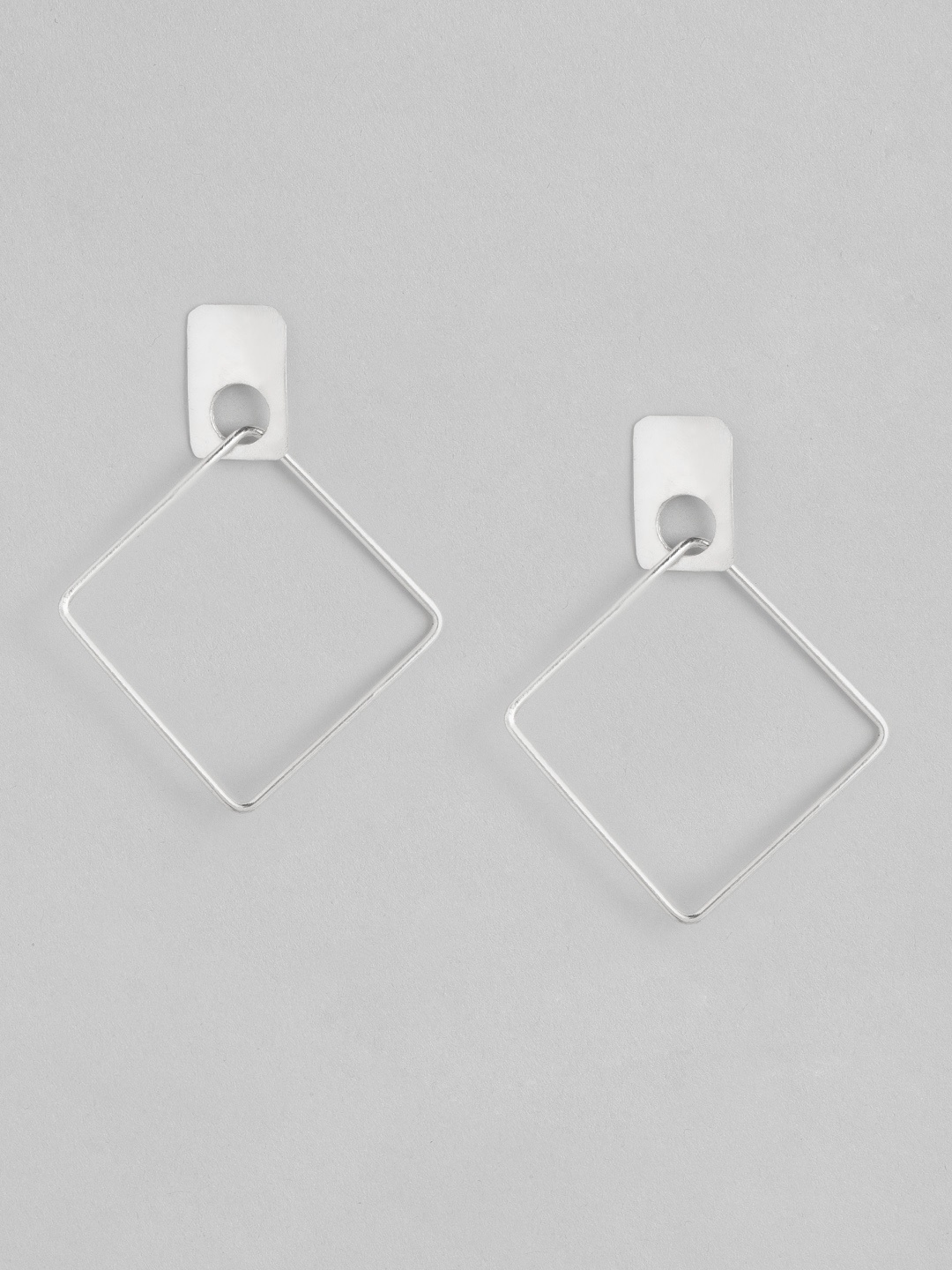 

Anouk Silver-Toned Diamond Shaped Drop Earrings