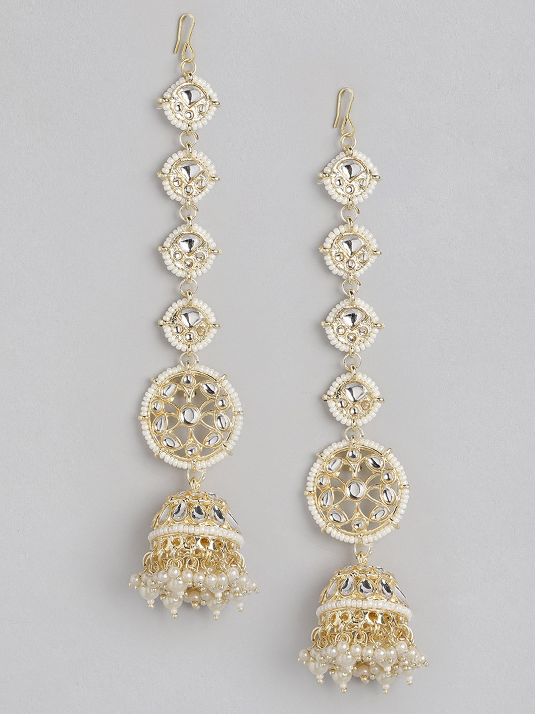 

Anouk Gold-Toned & Silver-Toned Circular Drop Earrings with Ear Chains