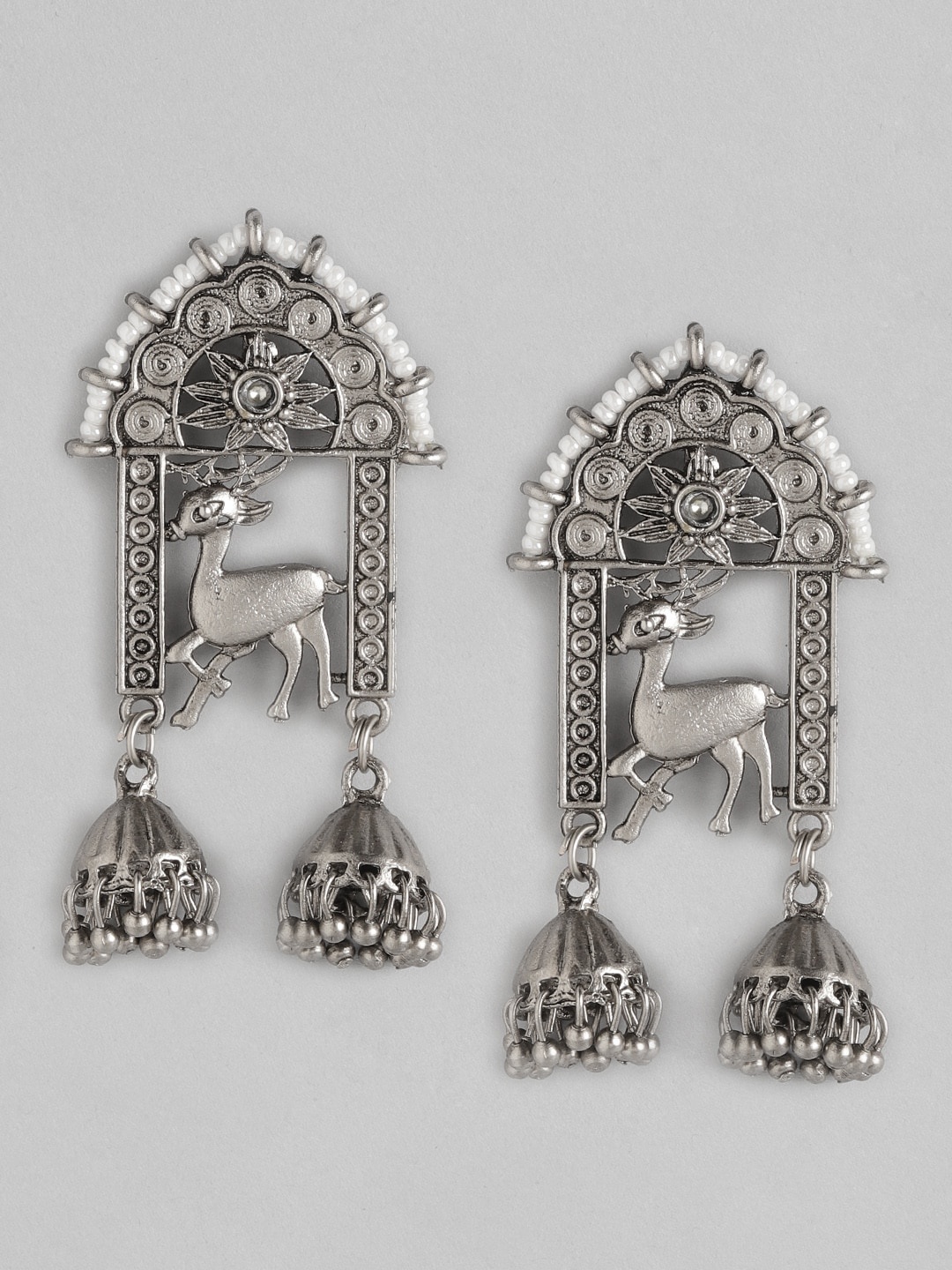 

Anouk Oxidised Silver-Toned Classic Drop Earrings