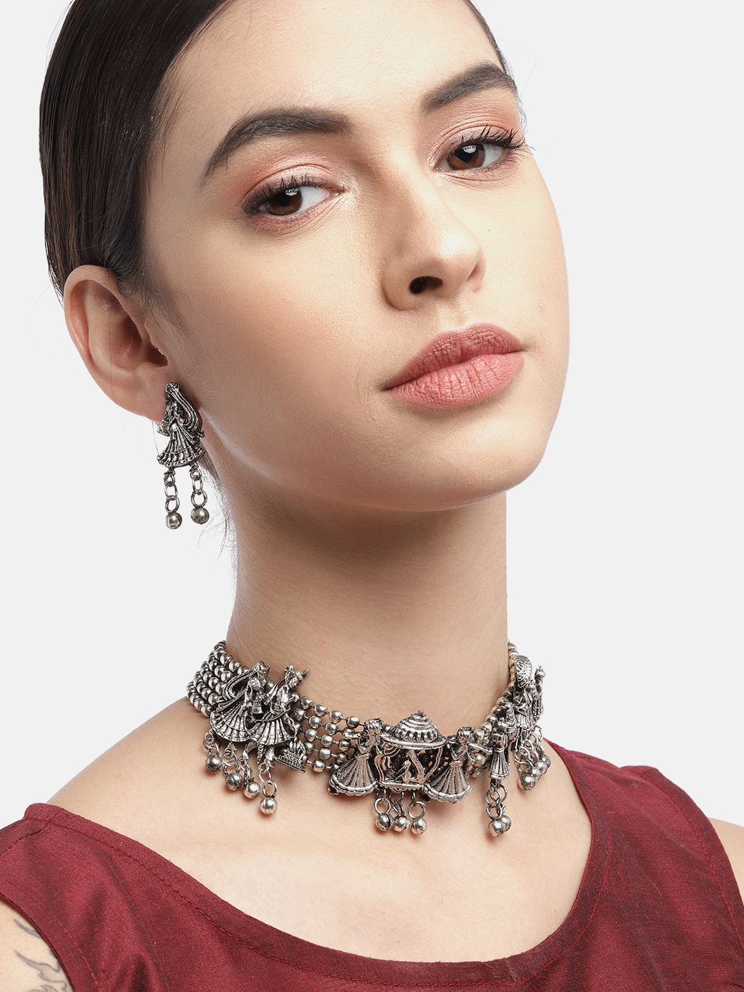 

Anouk Oxidised Silver-Toned Jewellery Set