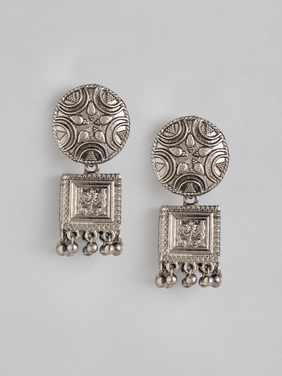 

Anouk Oxidised Silver-Toned Dome Shaped Jhumkas