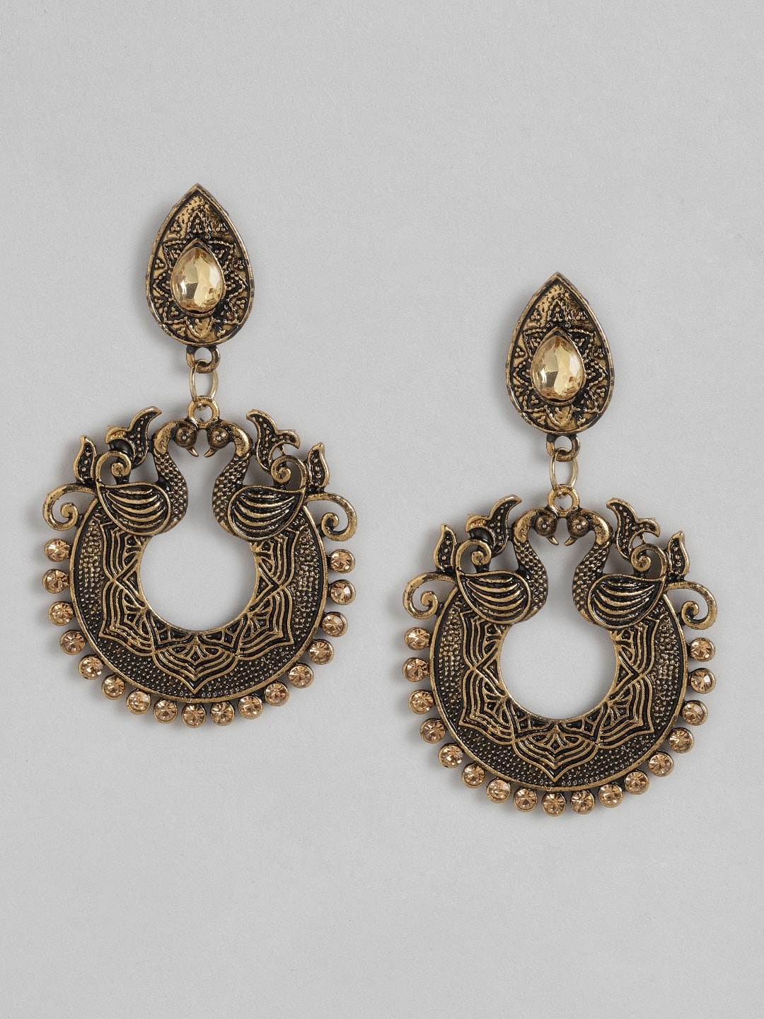 

Anouk Antique Gold-Toned Stone Studded Crescent Shaped Chandbalis