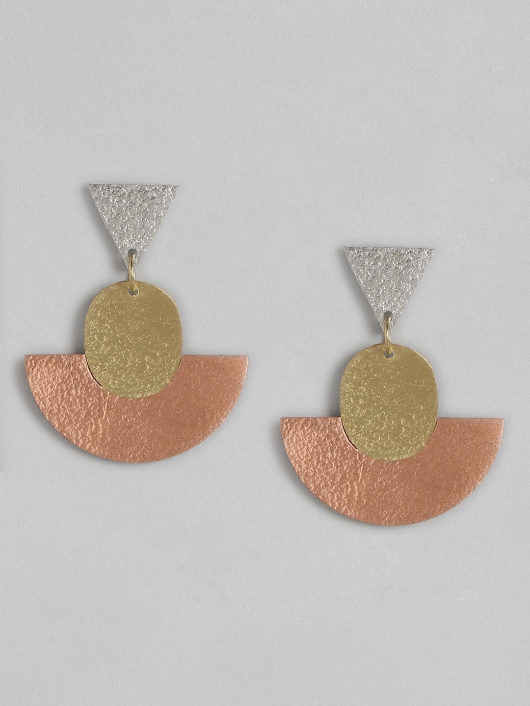 

Anouk Gold-Toned & Bronze-Toned Hammered Contemporary Drop Earrings