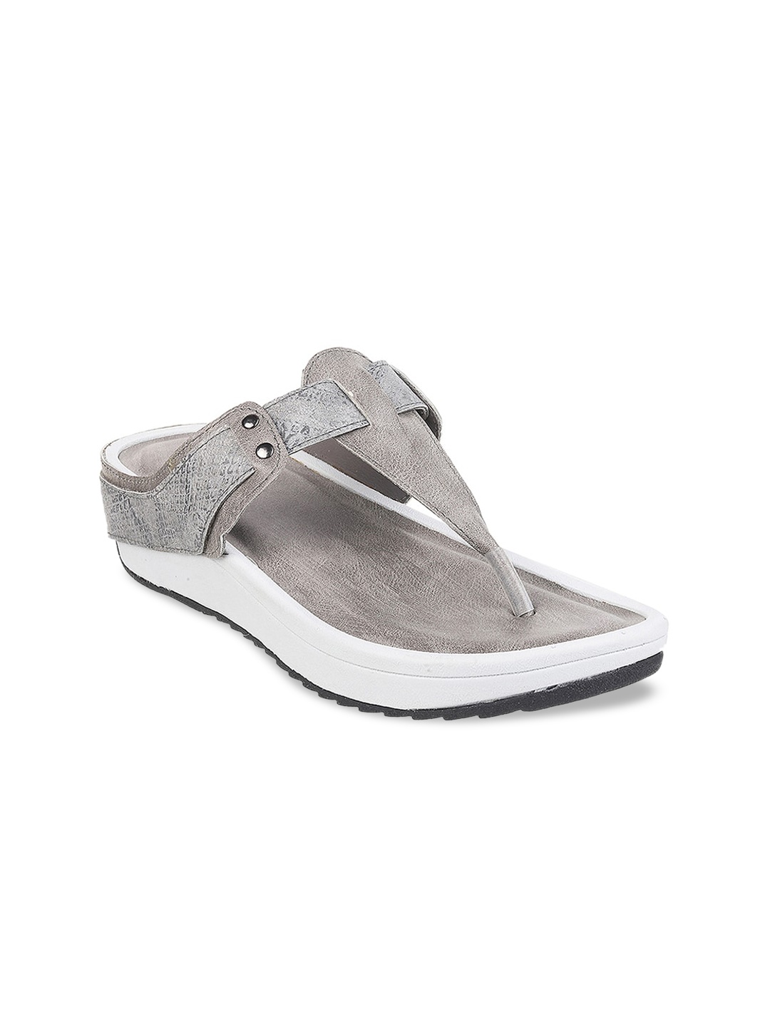 

Mochi Women Grey Textured Comfort Heels