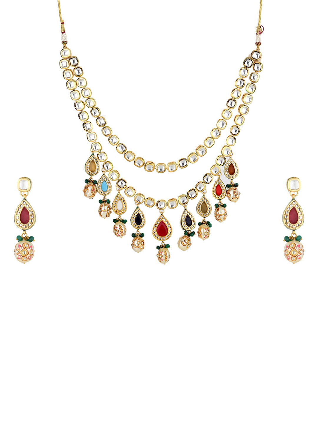 

Runjhun Multicoloured Kundan Jewellery Set, Multi