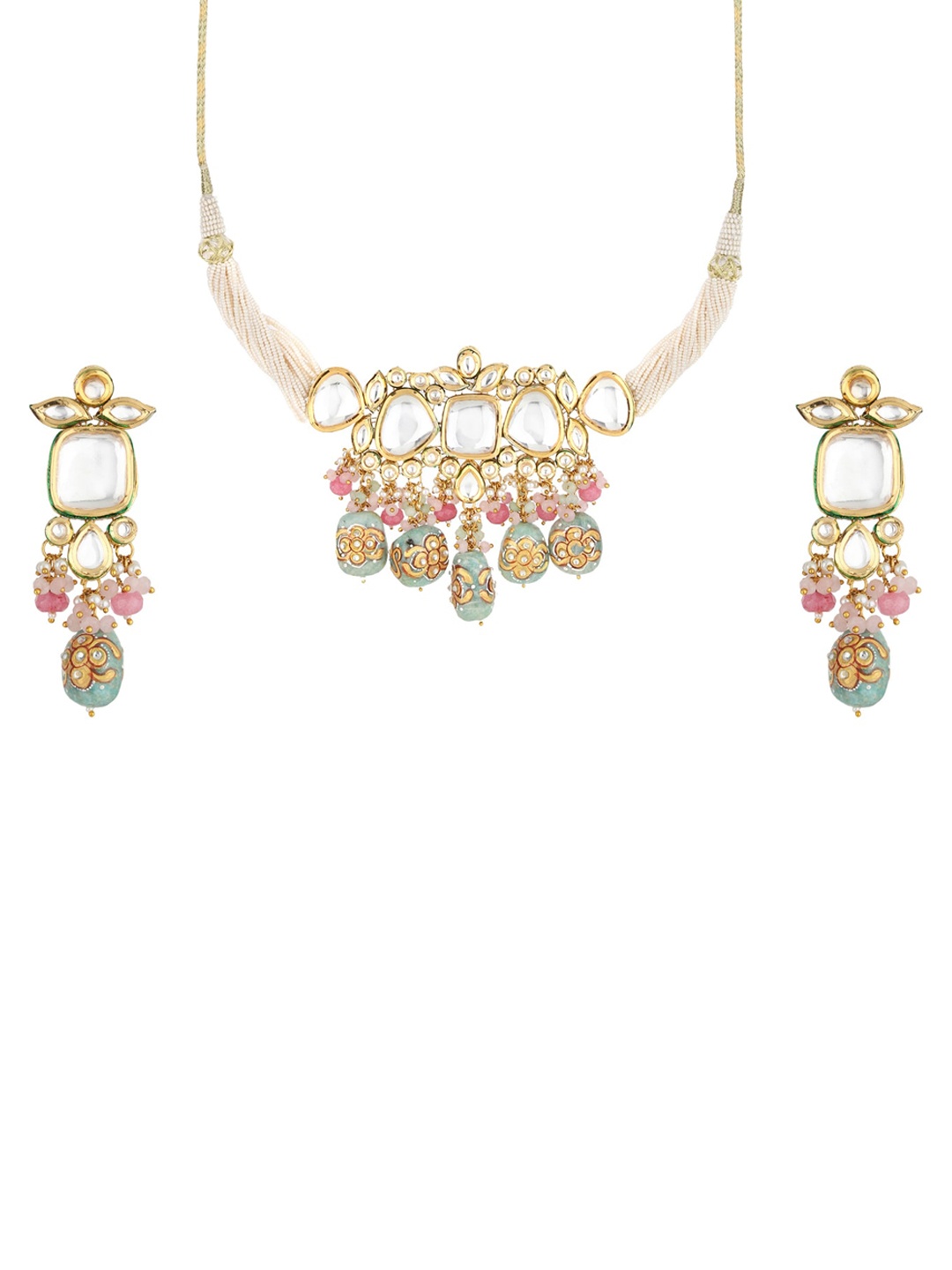

Runjhun Woman Kundan Stones Choker Necklace Set, Multi