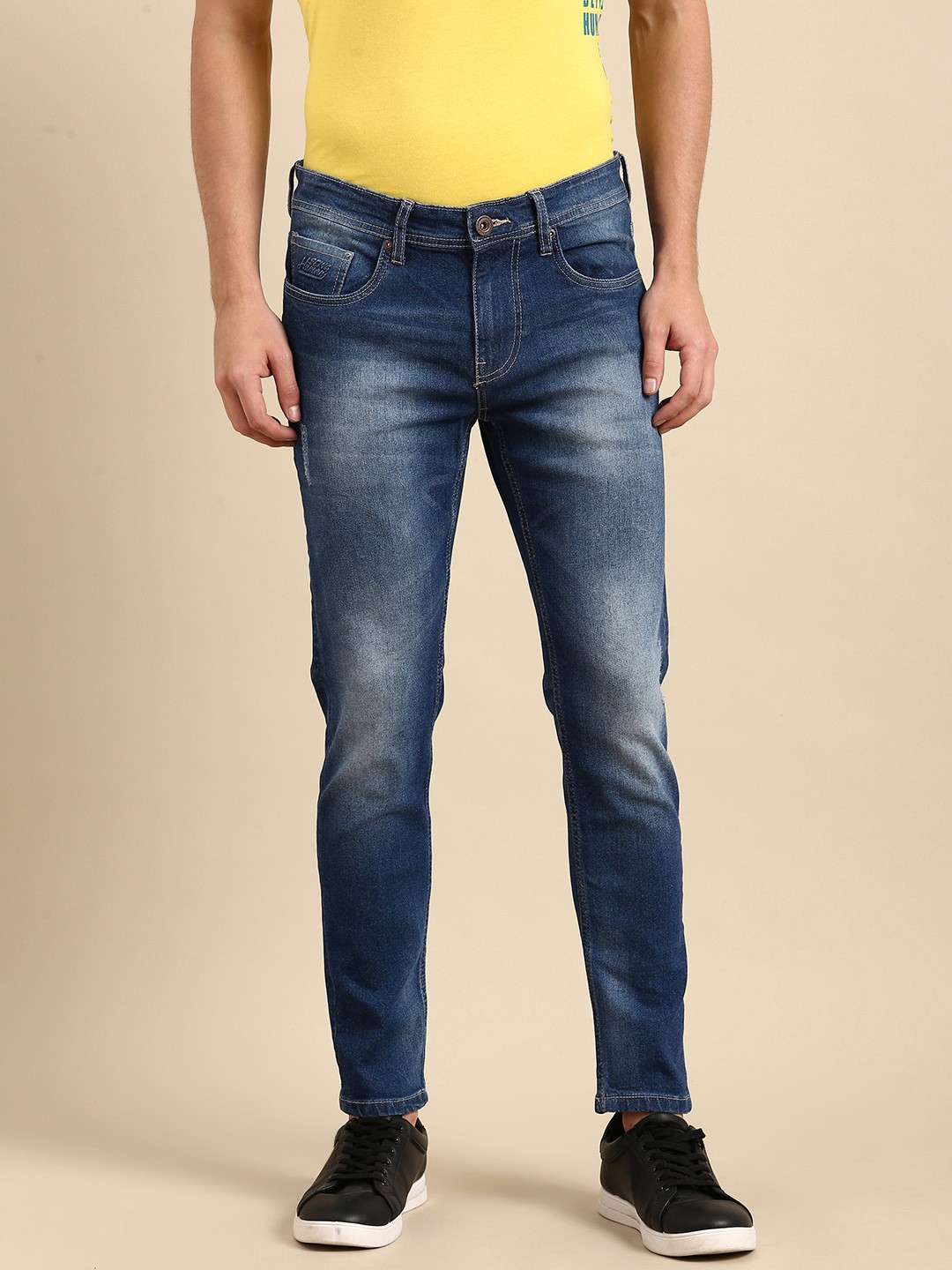 

Being Human Men Blue Skinny Fit Mildly Distressed Heavy Fade Mid-Rise Stretchable Jeans