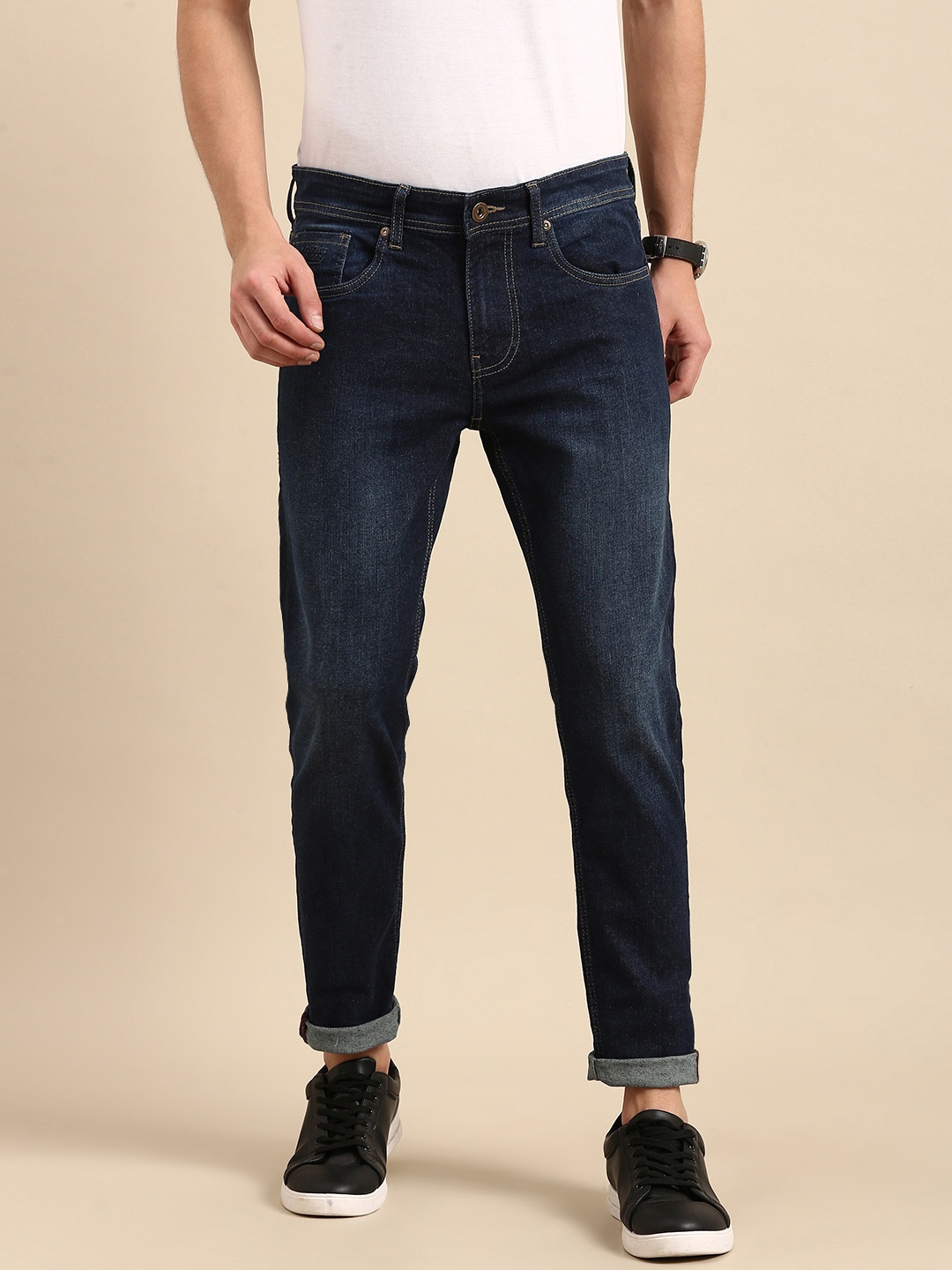 

Being Human Men Blue Skinny Fit Mid-Rise Light Fade Cropped Jeans