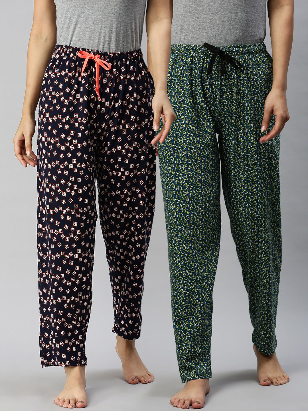 

Kryptic Women Pack Of 2 Pure Cotton Lounge Pants, Navy blue