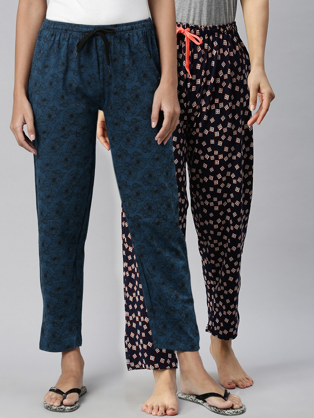 

Kryptic Women Pack Of 2 Pure Cotton Lounge Pants, Navy blue