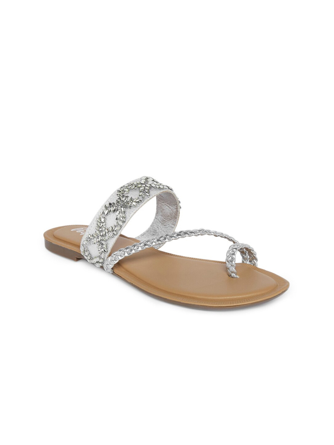 

People Women Silver-Toned One Toe Flats