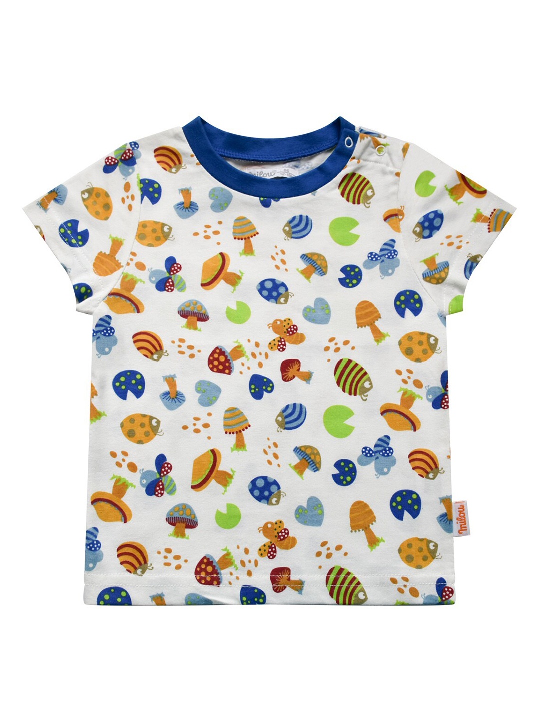 

milou Boys White Printed Extended Sleeves Applique T-shirt