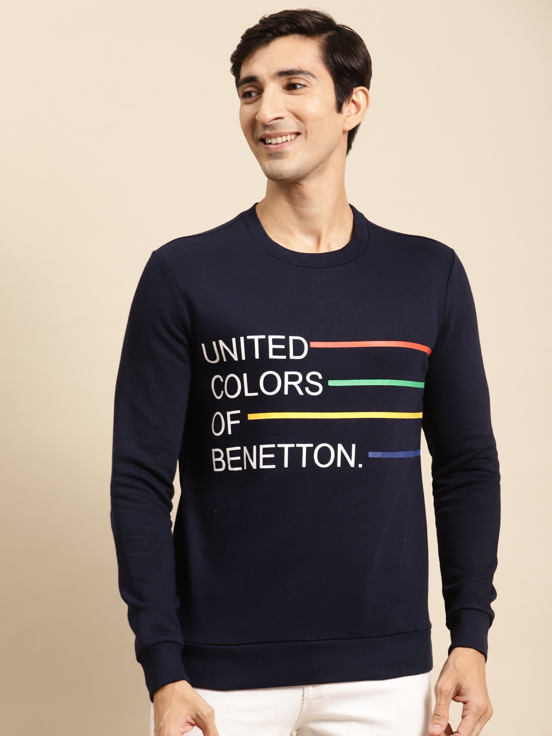 

United Colors of Benetton Men Navy Blue Printed Sweatshirt