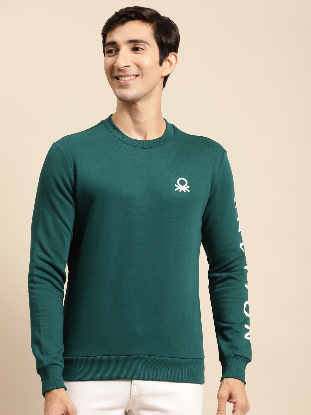 

United Colors of Benetton Men Teal Green Sweatshirt
