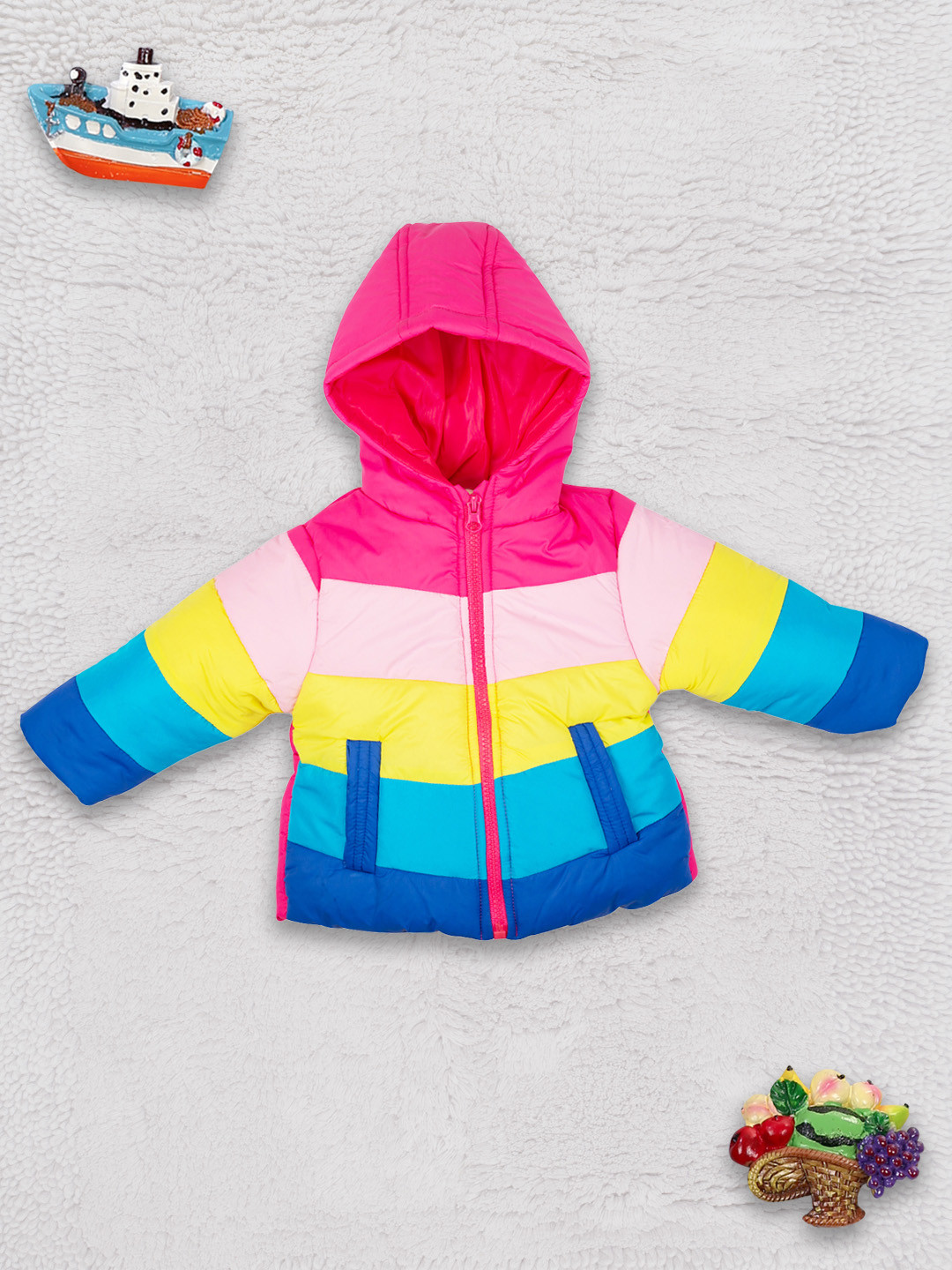 

MeeMee Girls Multicoloured Colourblocked Lightweight Open Front Jacket, Multi