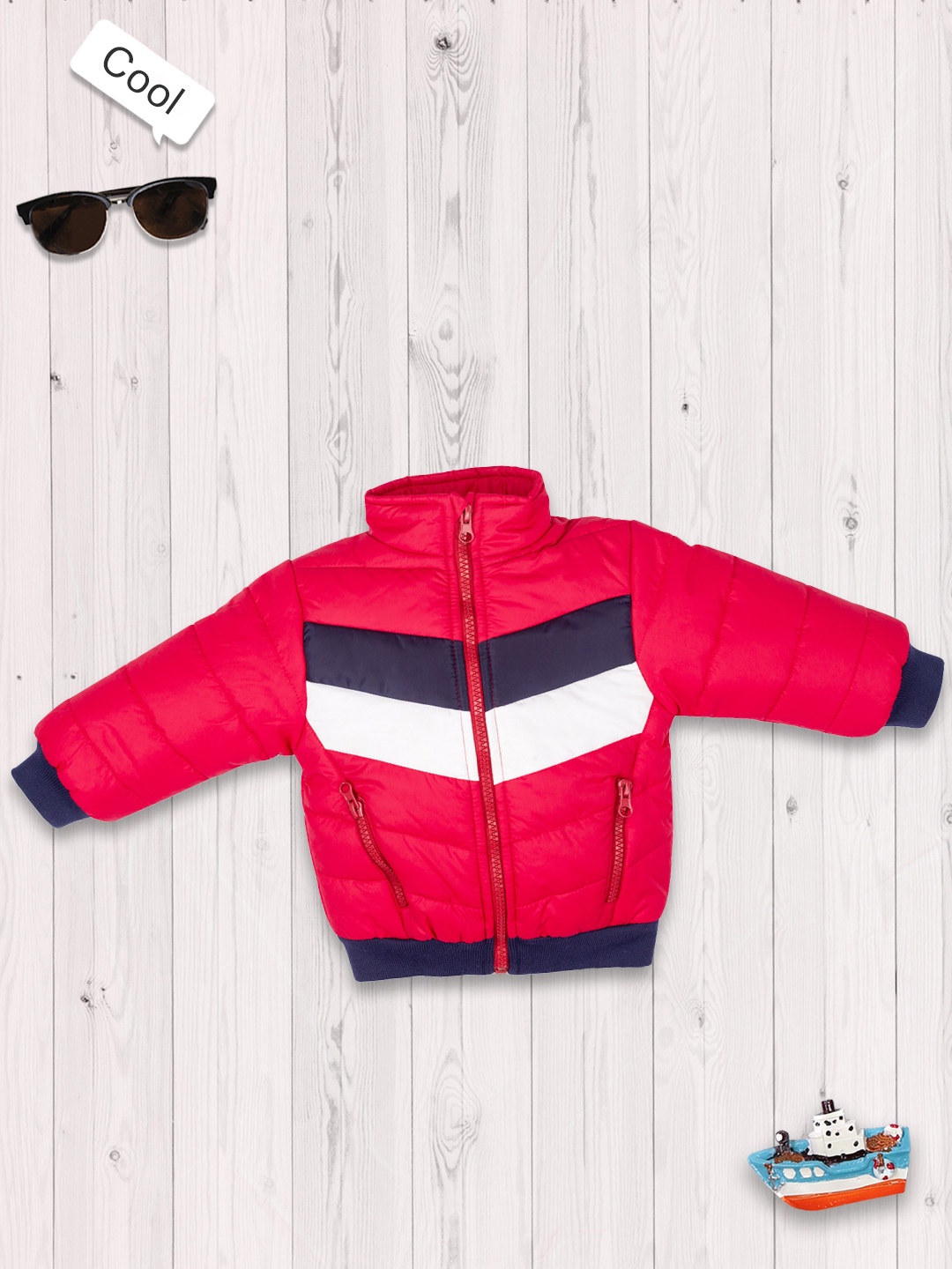 

MeeMee Boys Red & Black Black Colourblocked Lightweight Padded Jacket