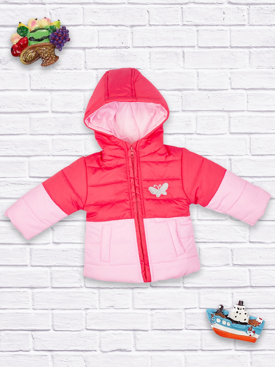 

MeeMee Girls Pink Colourblocked Lightweight Puffer Jacket