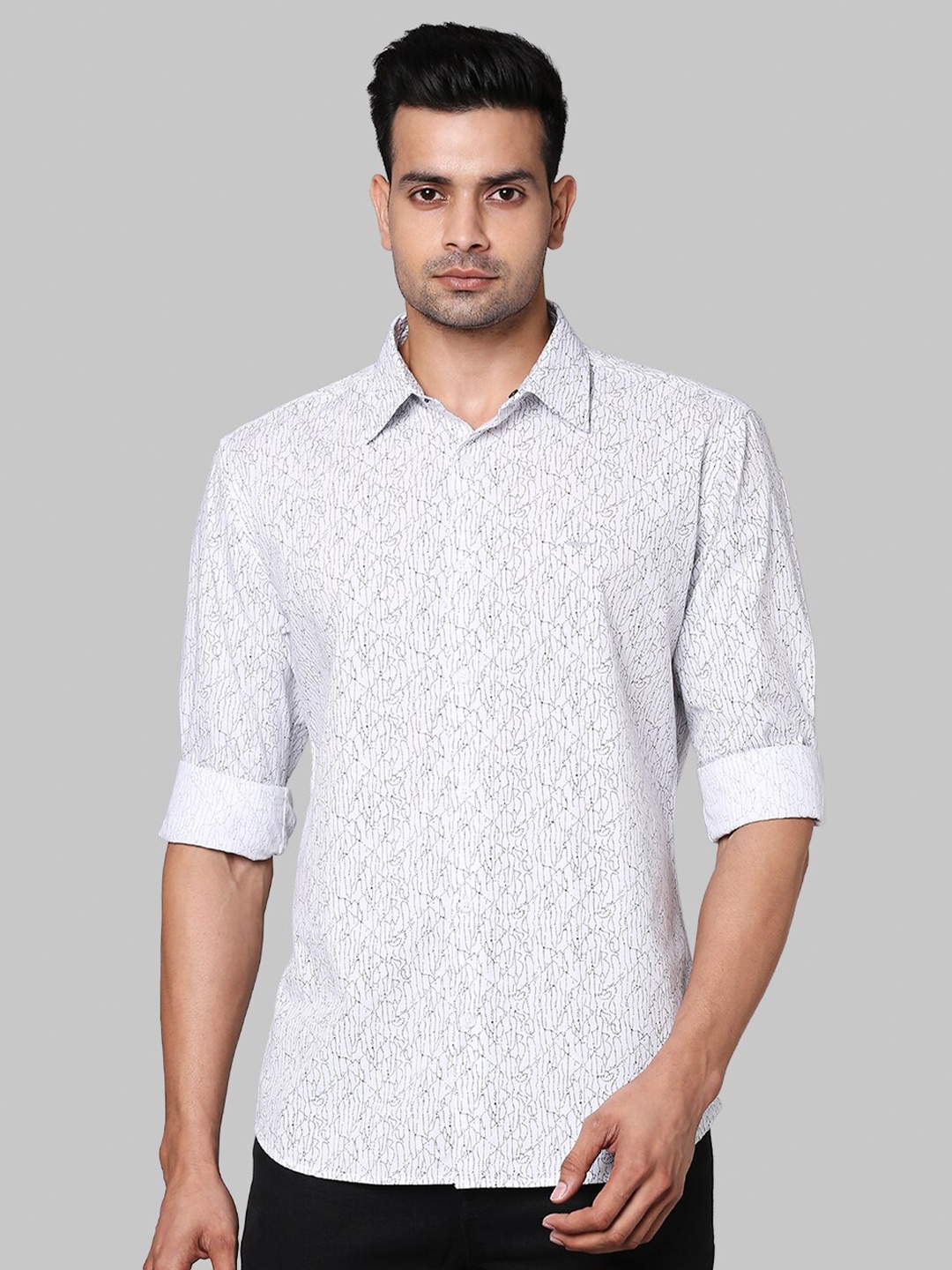 

Park Avenue Men White Slim Fit Abstarct Printed Casual Shirt