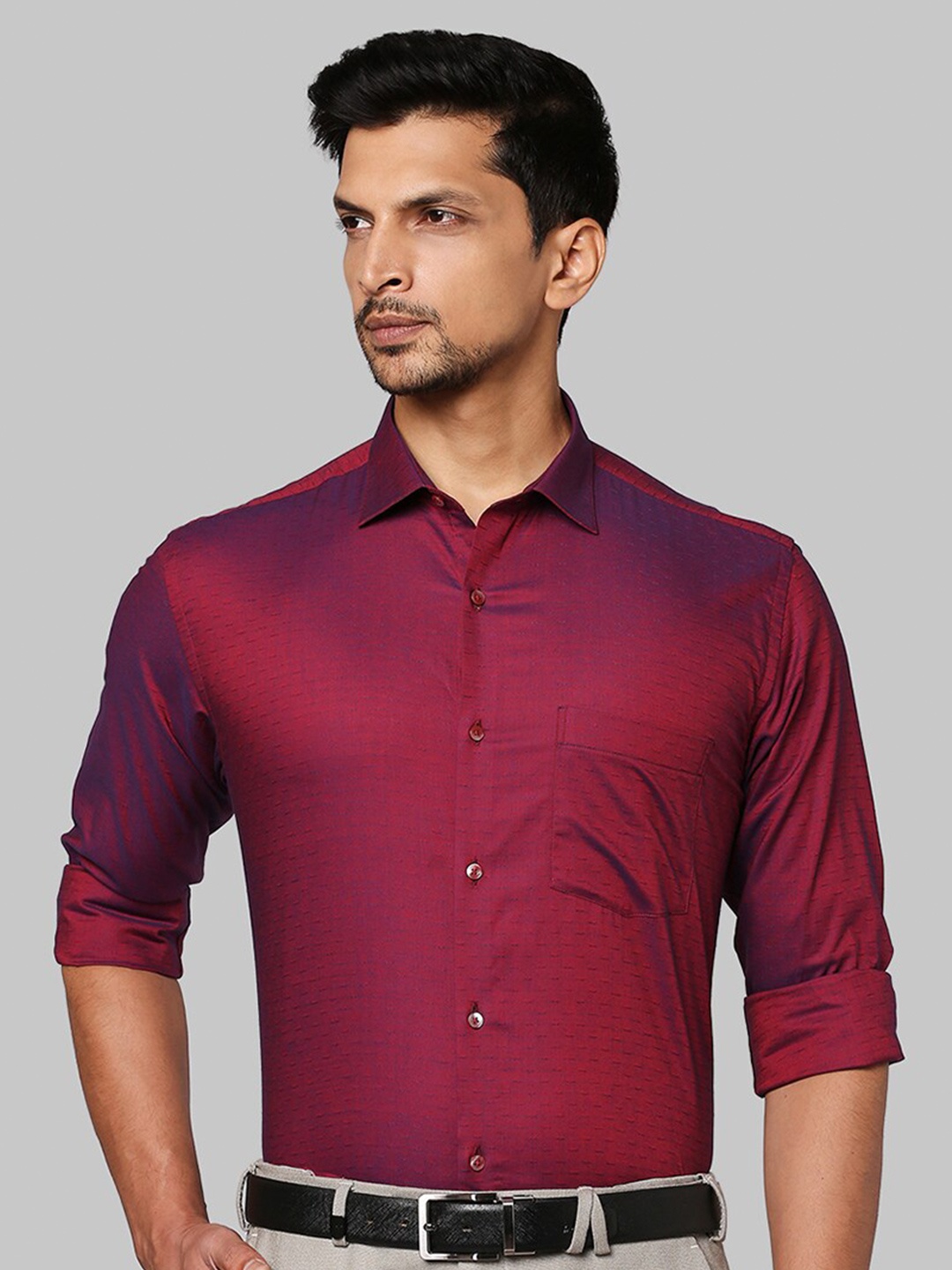 

Park Avenue Men Maroon Slim Fit Opaque Cotton Formal Shirt