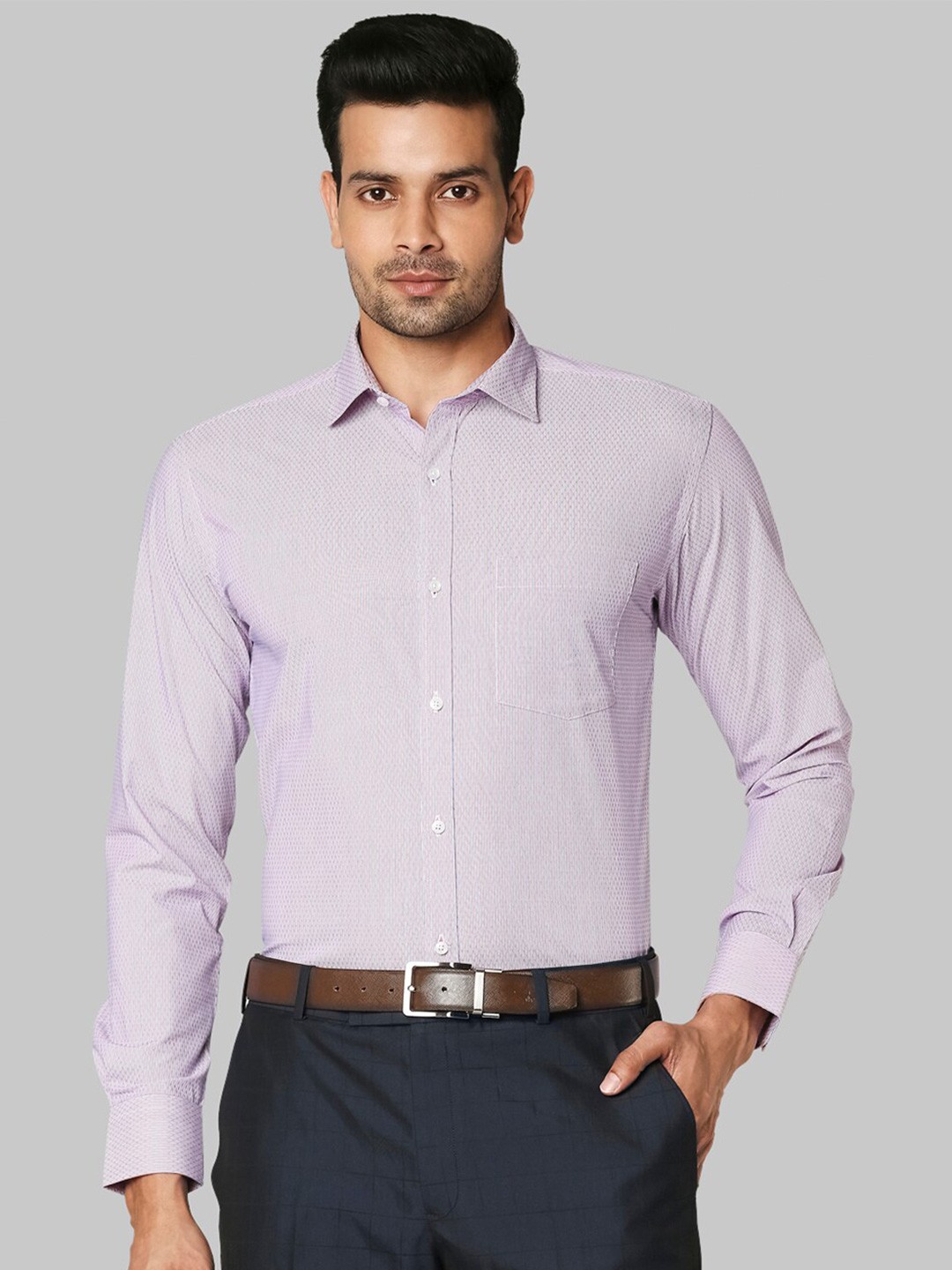 

Park Avenue Men Red & Blue Slim Fit Opaque Striped Formal Shirt